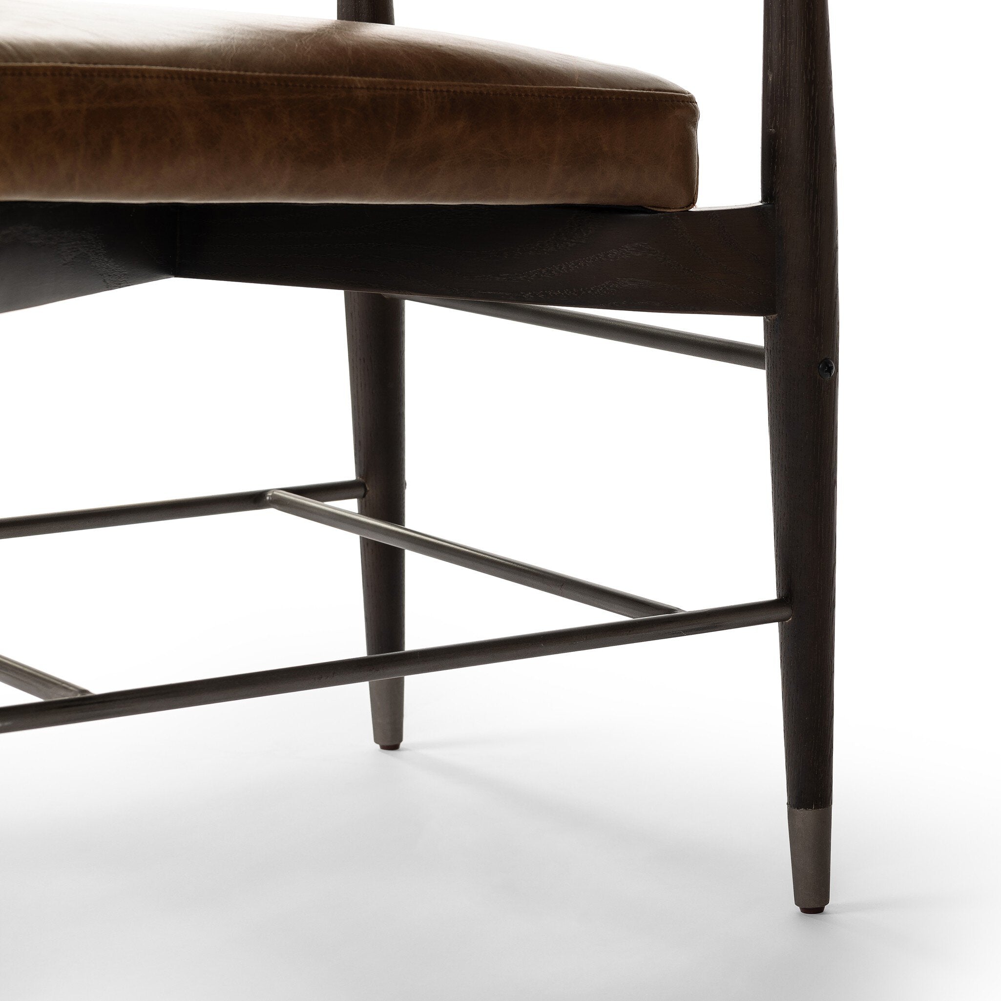 Four Hands Anton Dining Chair — Havana Brown-Burnt Oak-Raw Iron