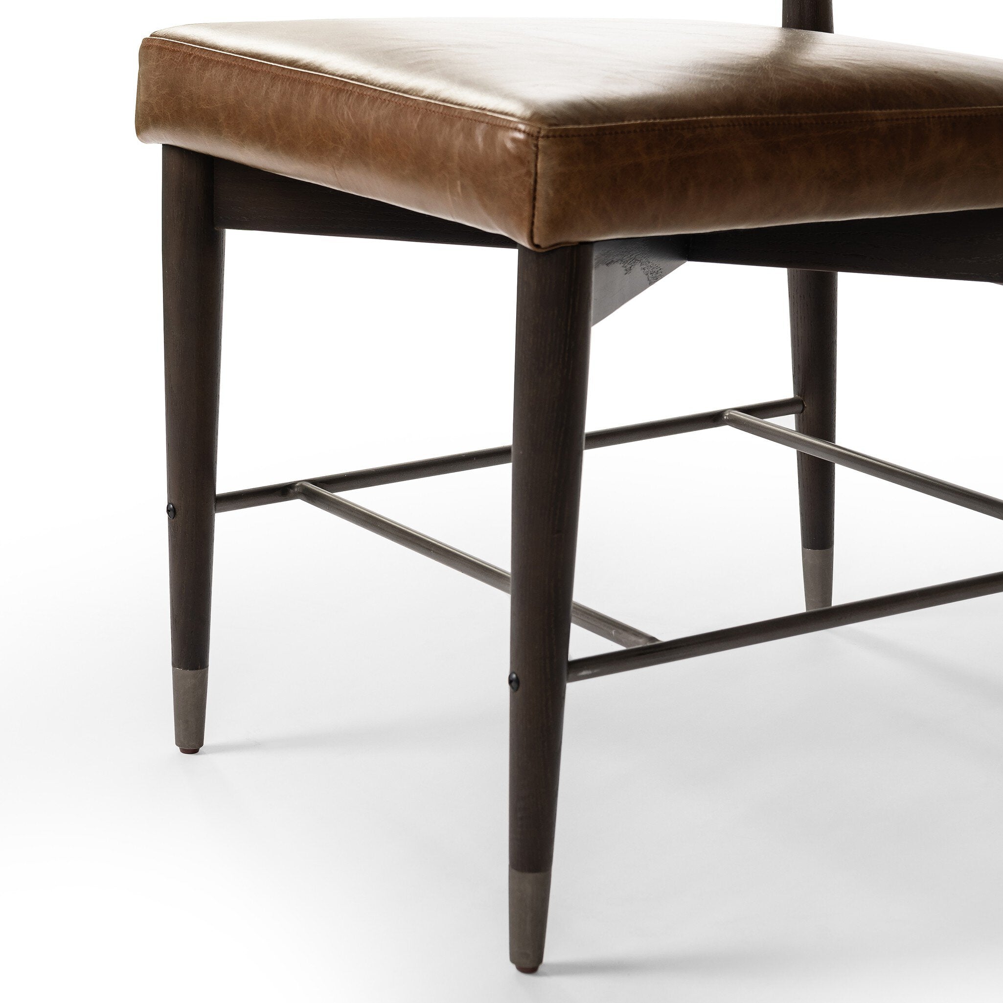 Four Hands Anton Dining Chair — Havana Brown-Burnt Oak-Raw Iron