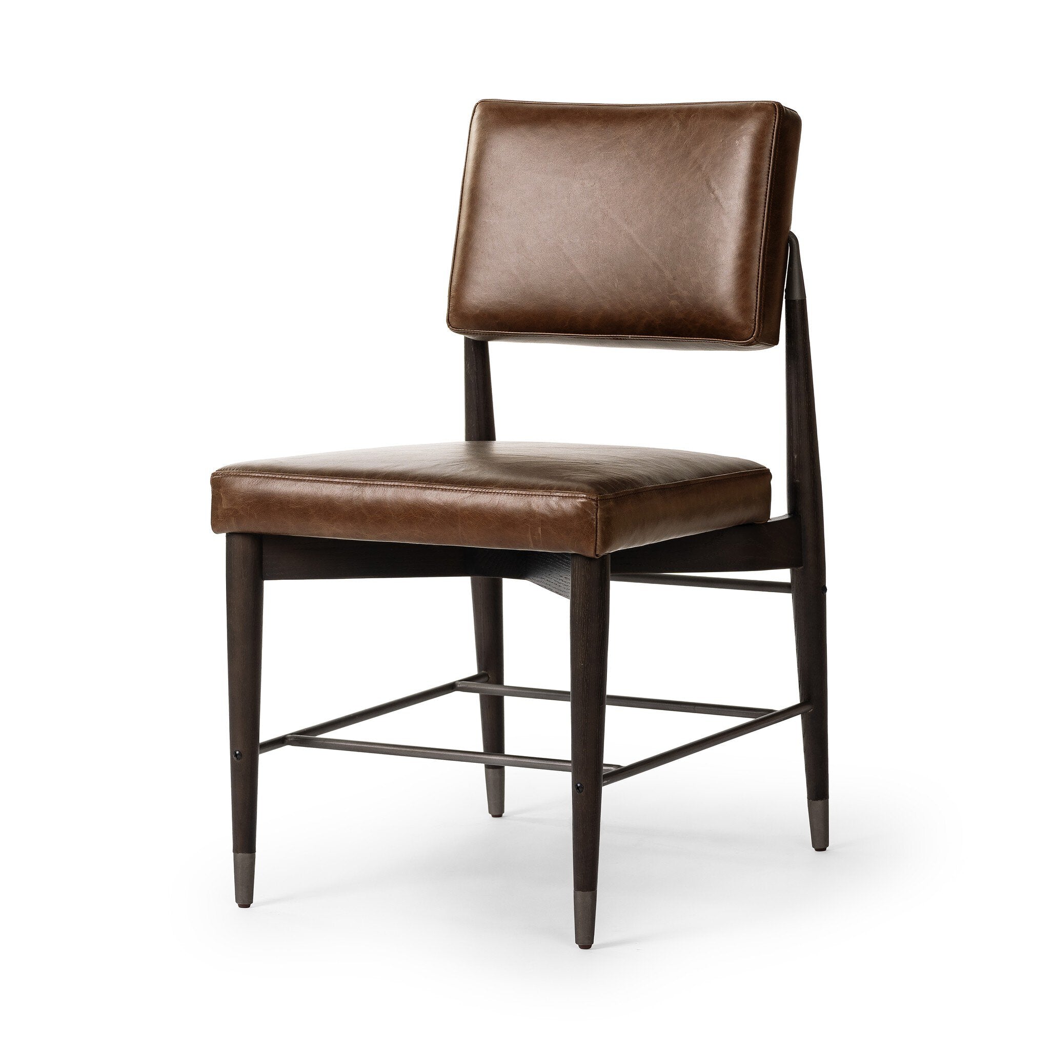 Four Hands Anton Dining Chair — Havana Brown-Burnt Oak-Raw Iron