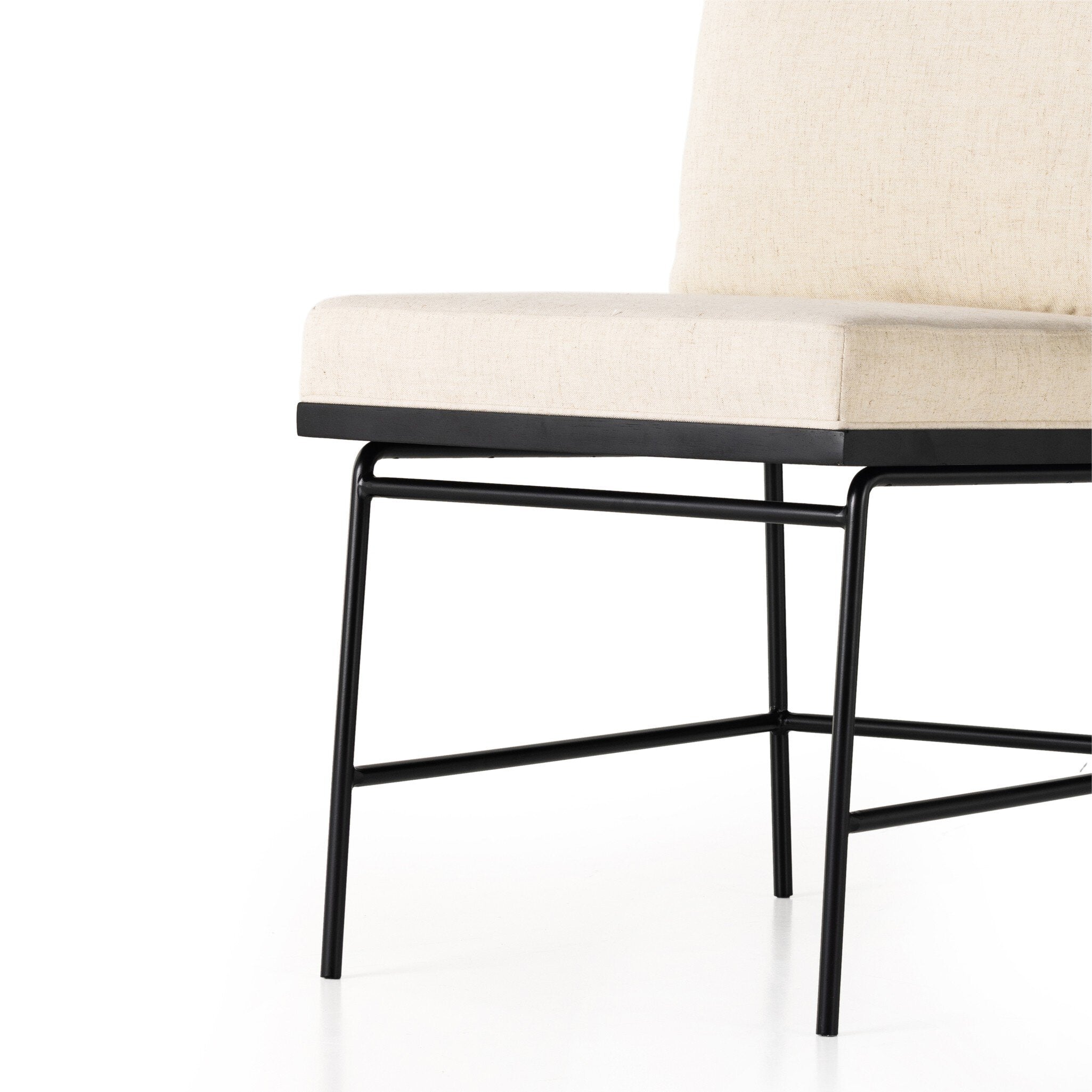 Four Hands Crete Dining Chair — Savile Flax-Midnight Iron-Brushed Ebony
