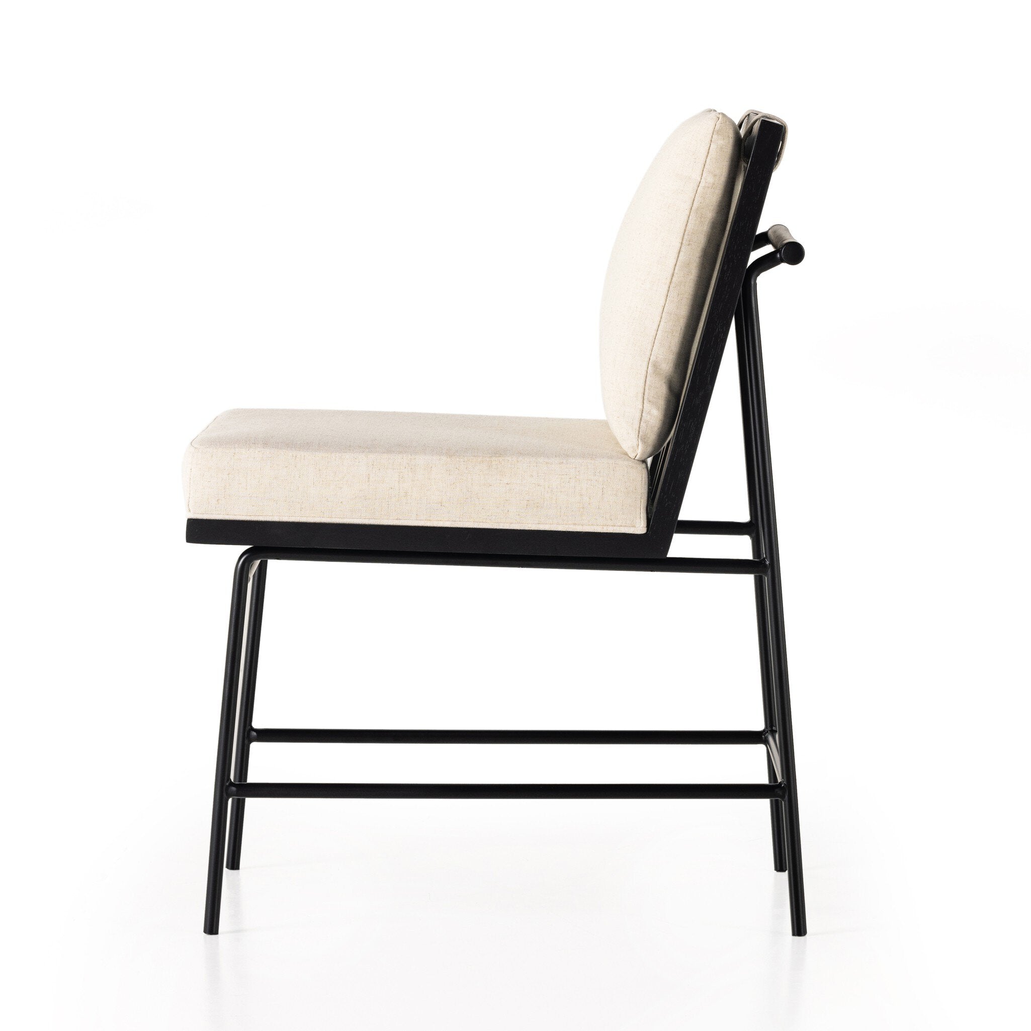 Four Hands Crete Dining Chair — Savile Flax-Midnight Iron-Brushed Ebony
