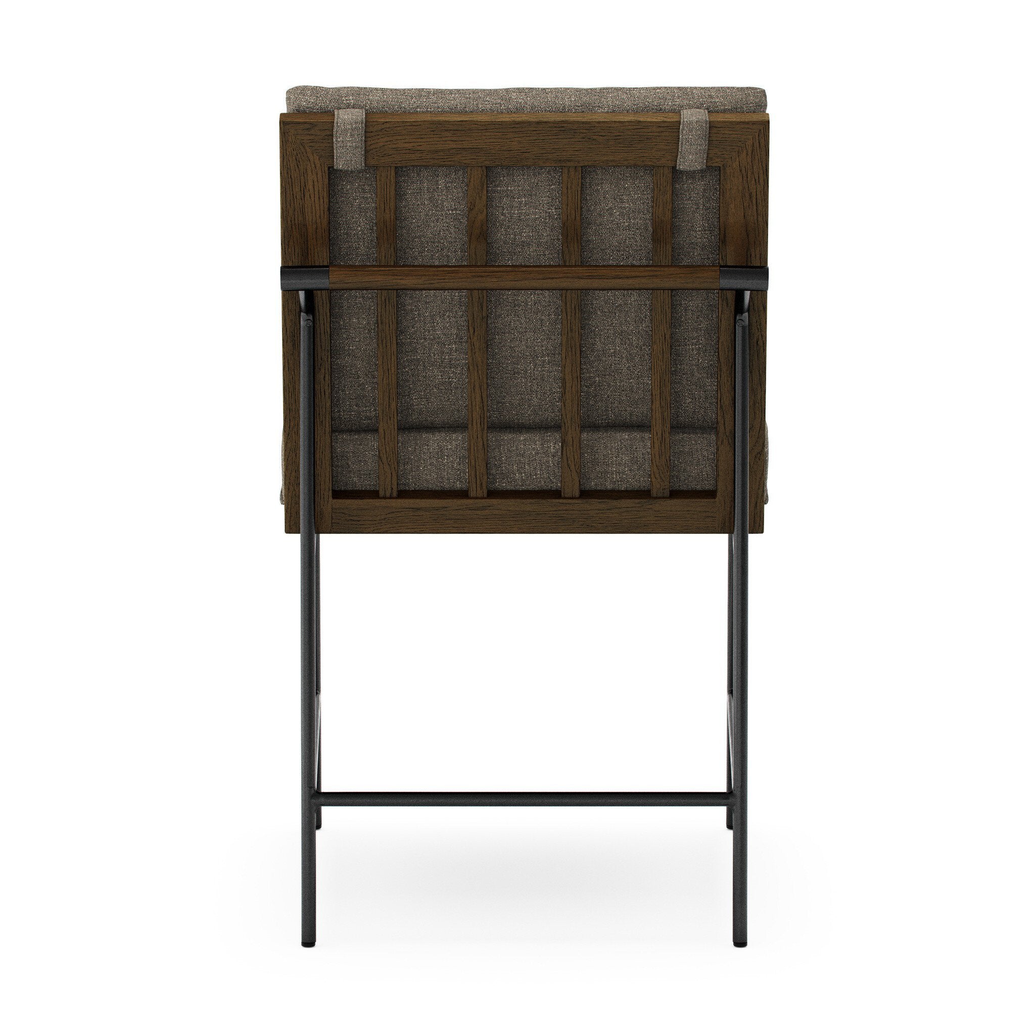 Four Hands Crete Dining Chair — Landale Charcoal-Midnight Iron-Sienna Brown Oak