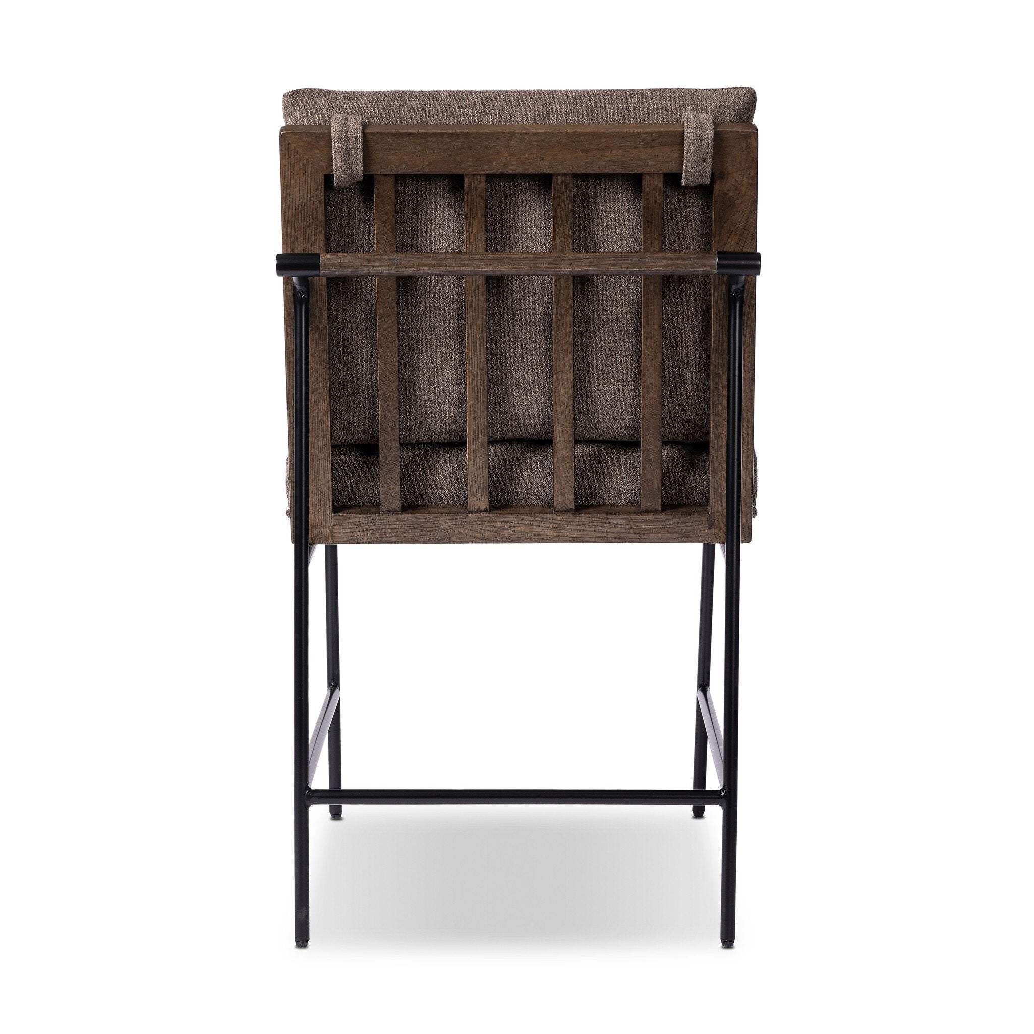 Four Hands Crete Dining Chair — Landale Charcoal-Midnight Iron-Sienna Brown Oak