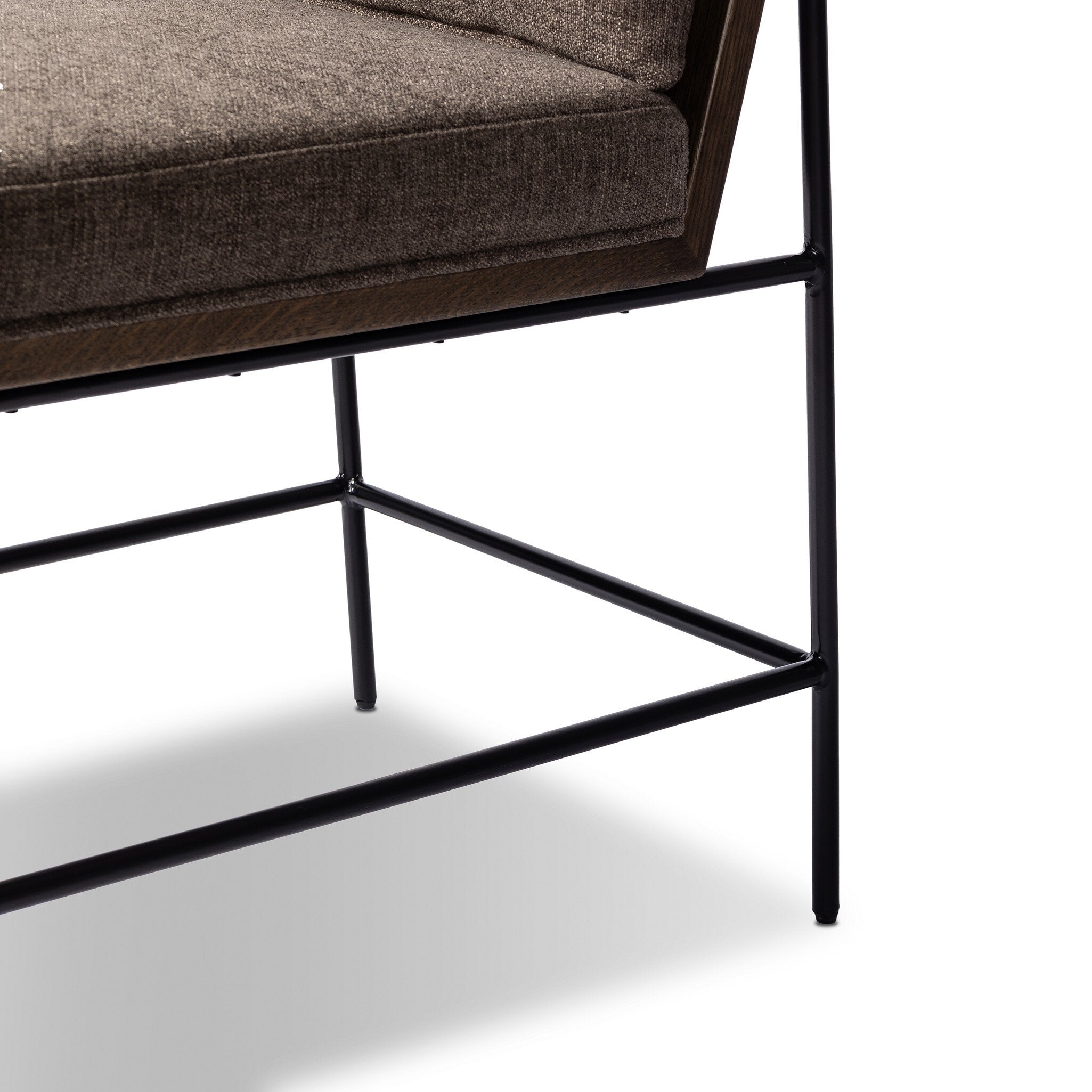 Four Hands Crete Dining Chair — Landale Charcoal-Midnight Iron-Sienna Brown Oak
