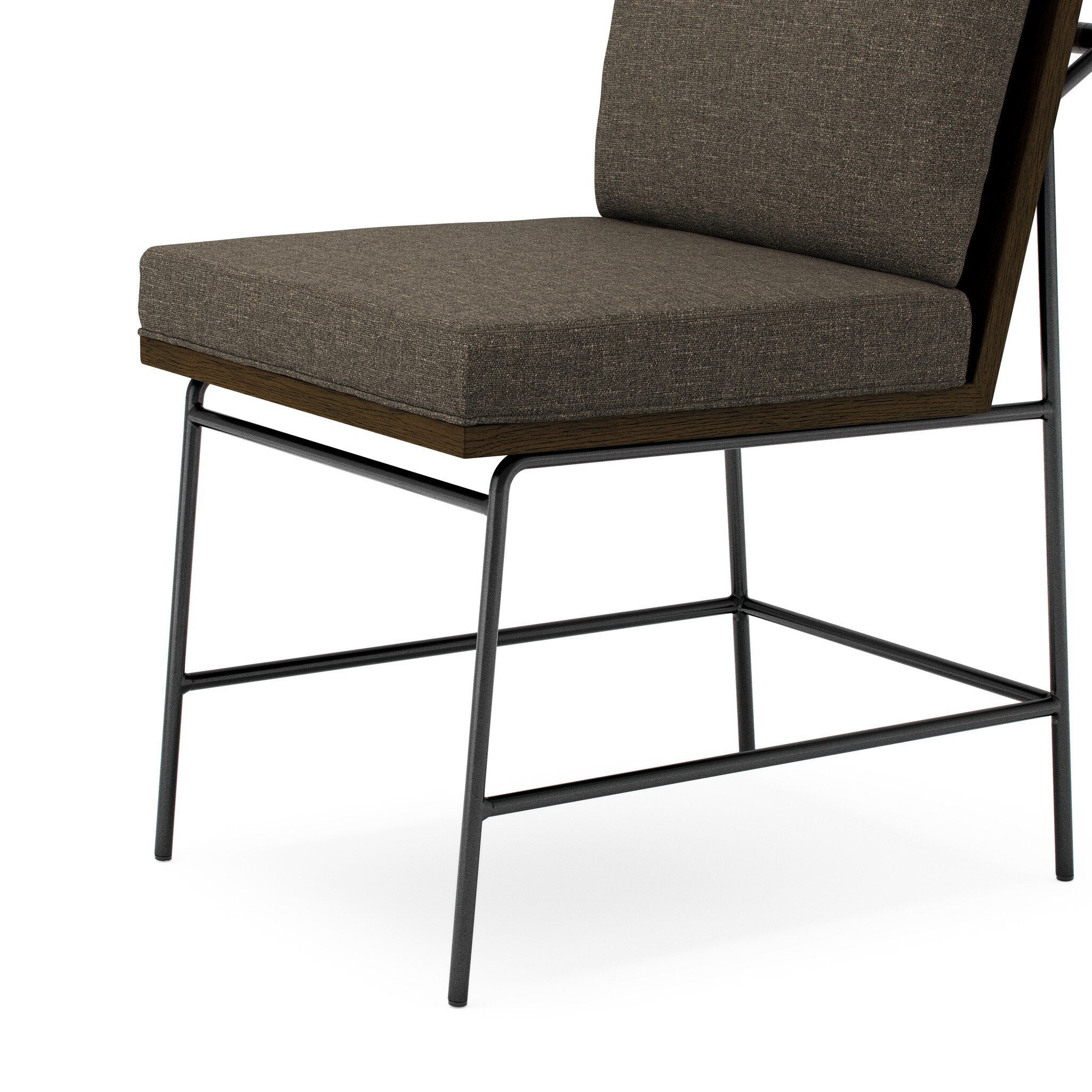 Four Hands Crete Dining Chair — Landale Charcoal-Midnight Iron-Sienna Brown Oak