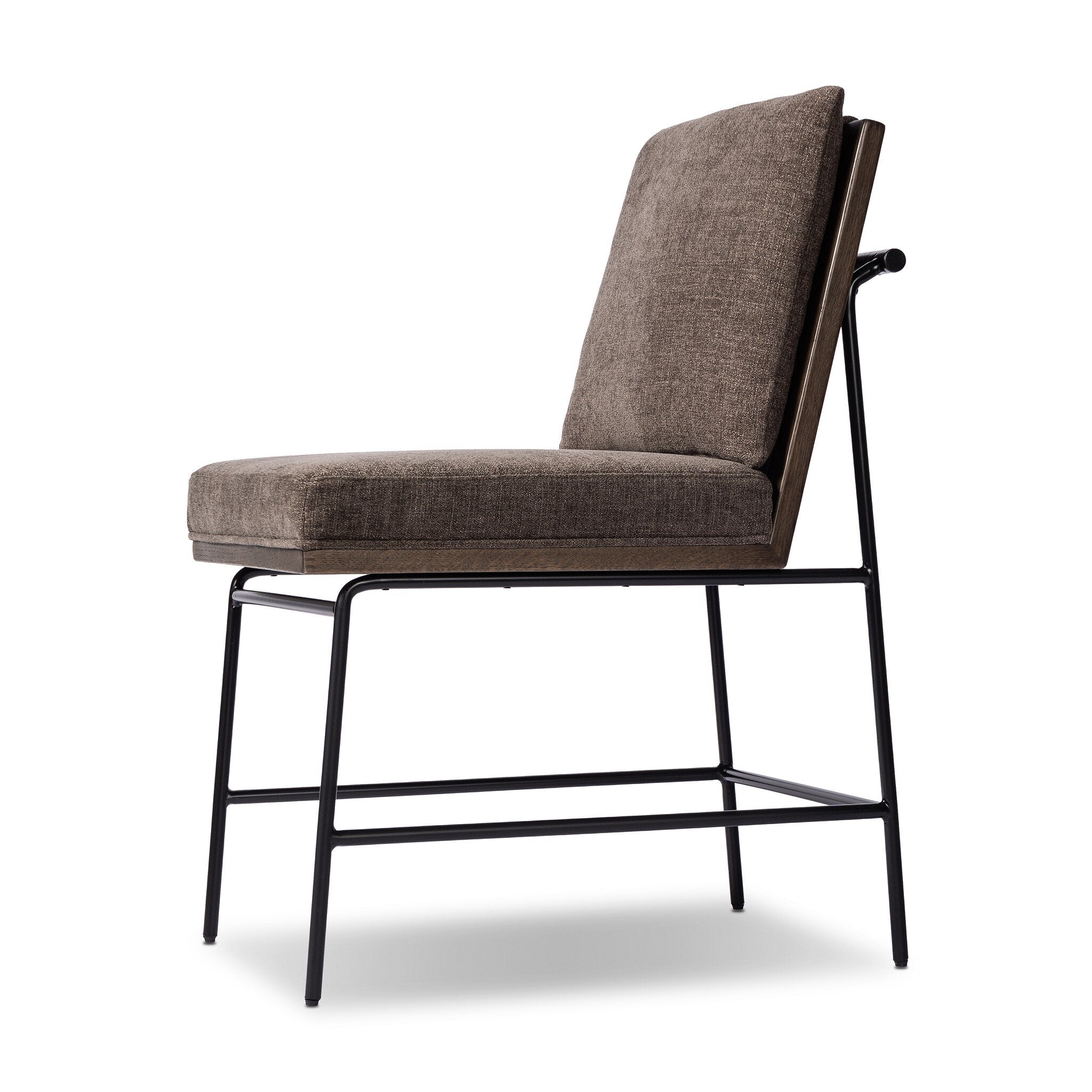 Four Hands Crete Dining Chair — Landale Charcoal-Midnight Iron-Sienna Brown Oak