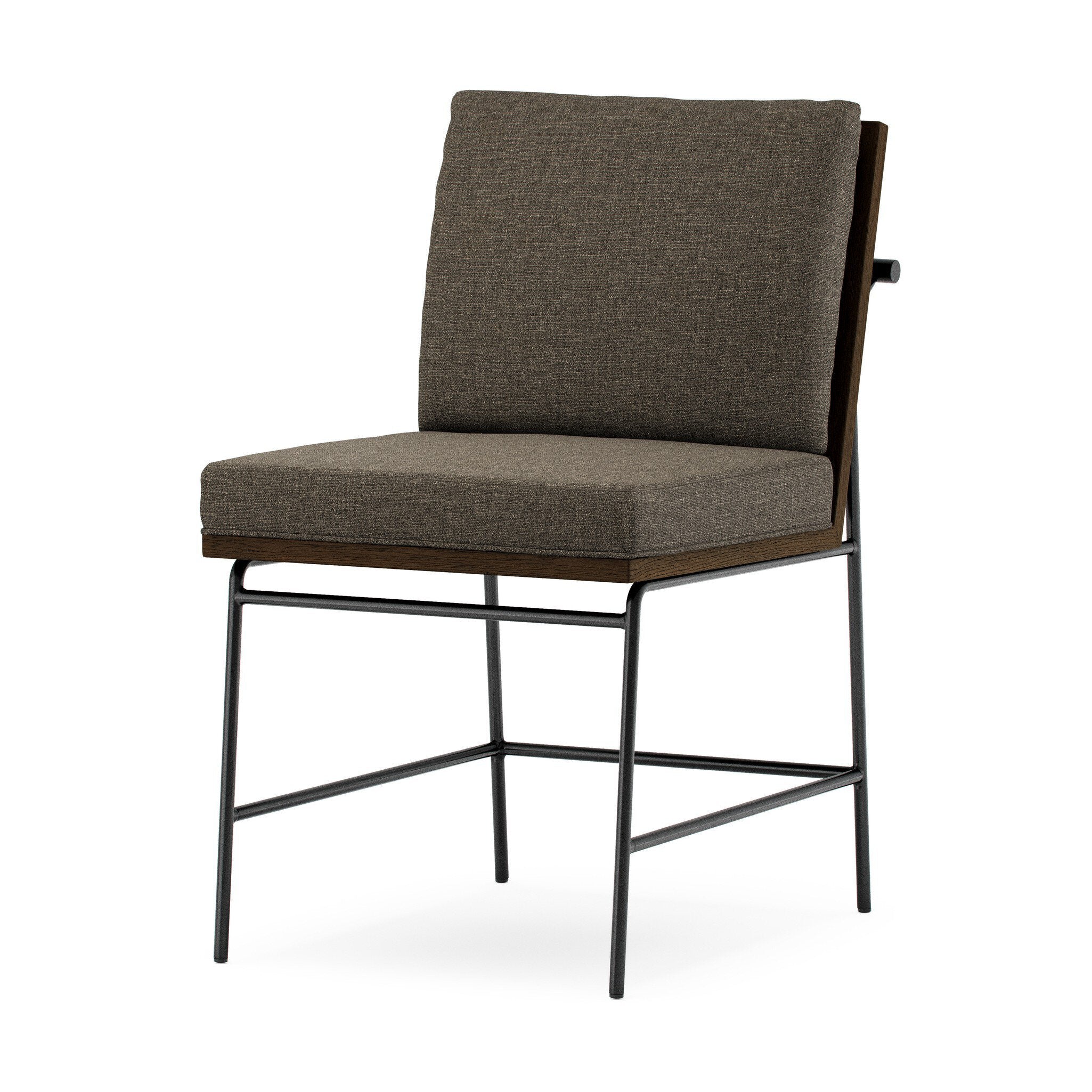 Four Hands Crete Dining Chair — Landale Charcoal-Midnight Iron-Sienna Brown Oak
