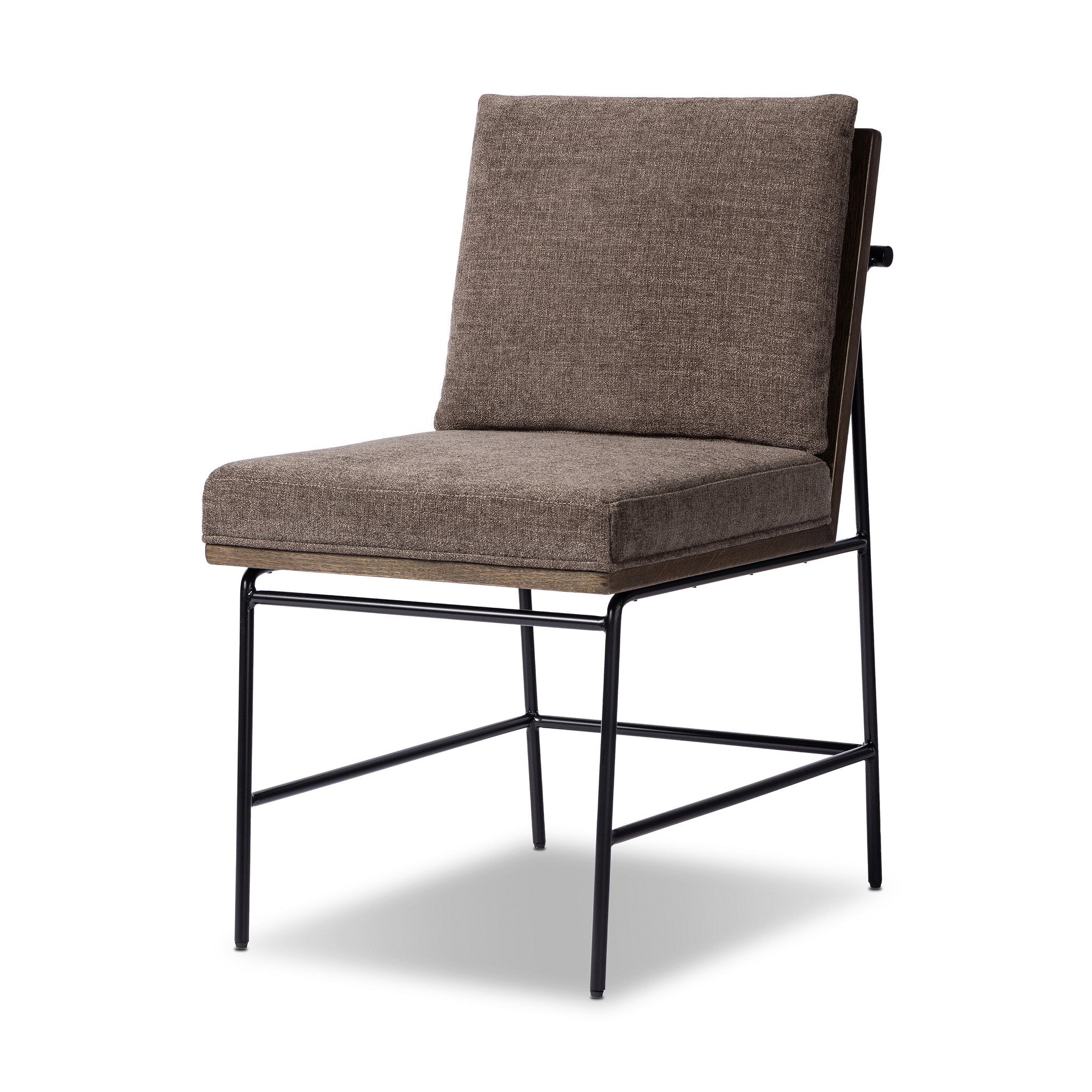 Four Hands Crete Dining Chair — Landale Charcoal-Midnight Iron-Sienna Brown Oak