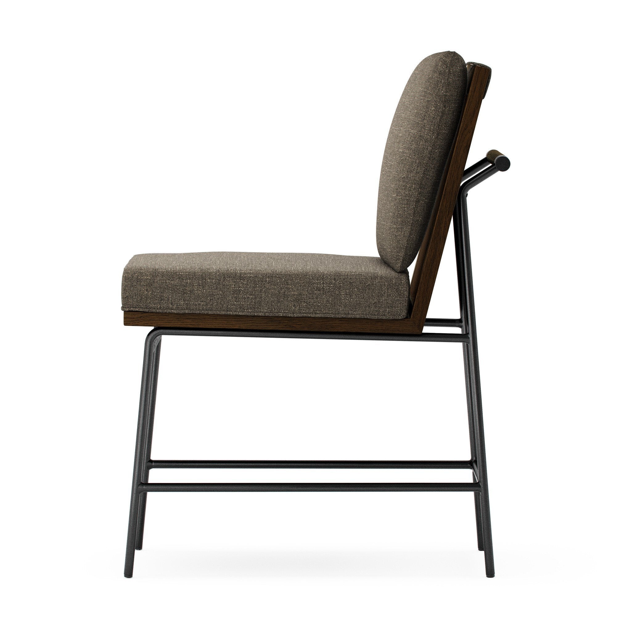 Four Hands Crete Dining Chair — Landale Charcoal-Midnight Iron-Sienna Brown Oak