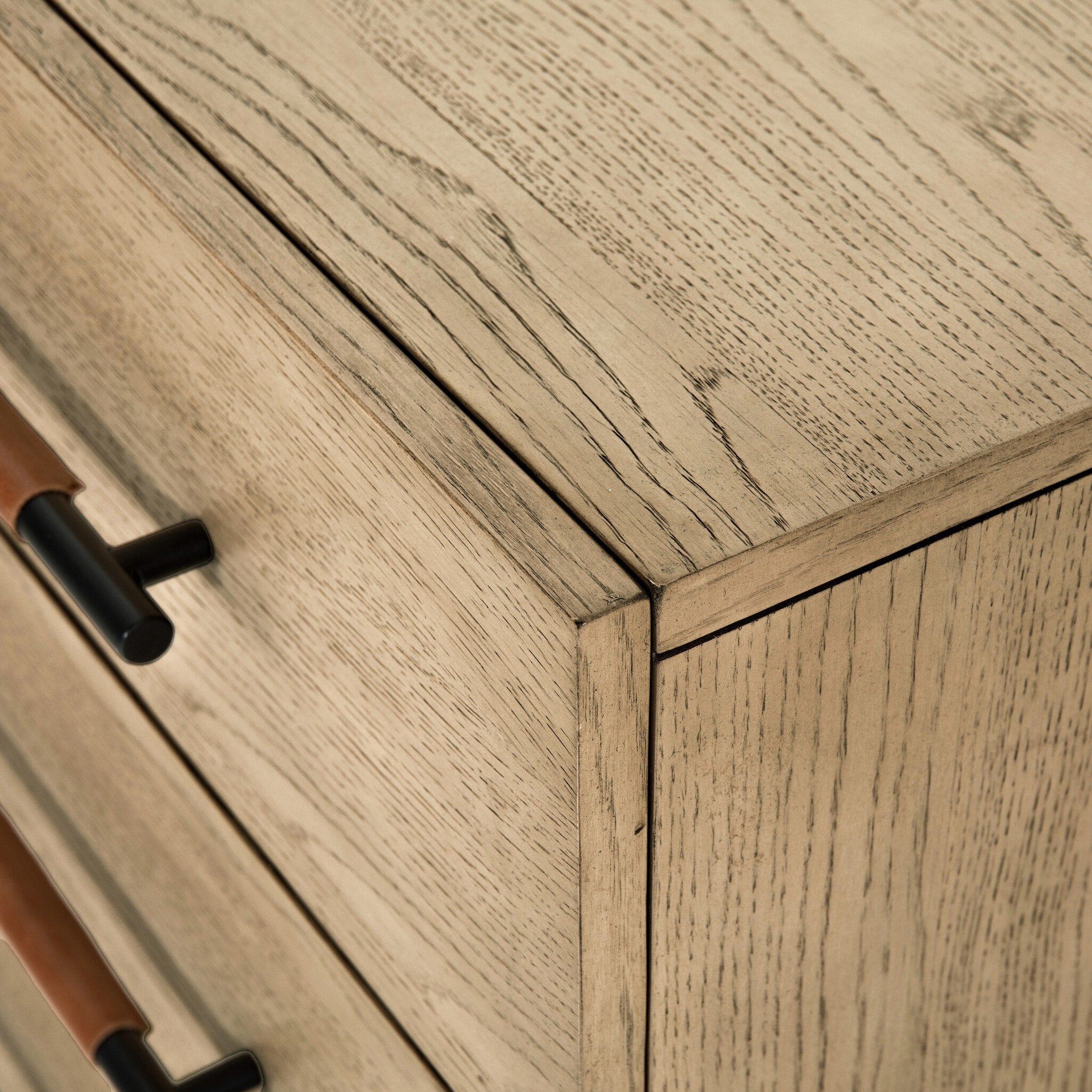 Four Hands Rosedale 3 Drawer Dresser — Yucca Oak Veneer-Chaps Sand-Gunmetal