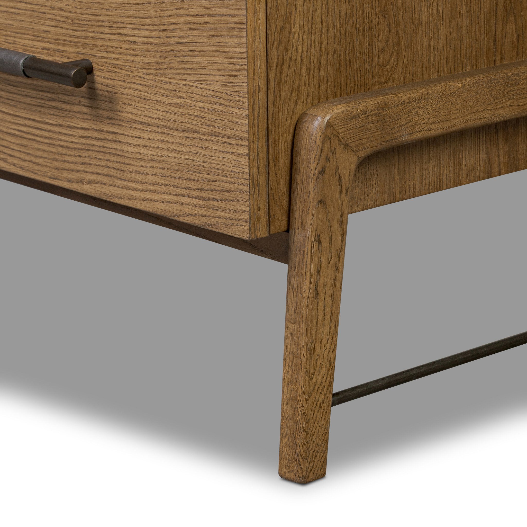 Four Hands Rosedale 3 Drawer Dresser — Amber Oak-Chaps Ebony-Burnished Bronze
