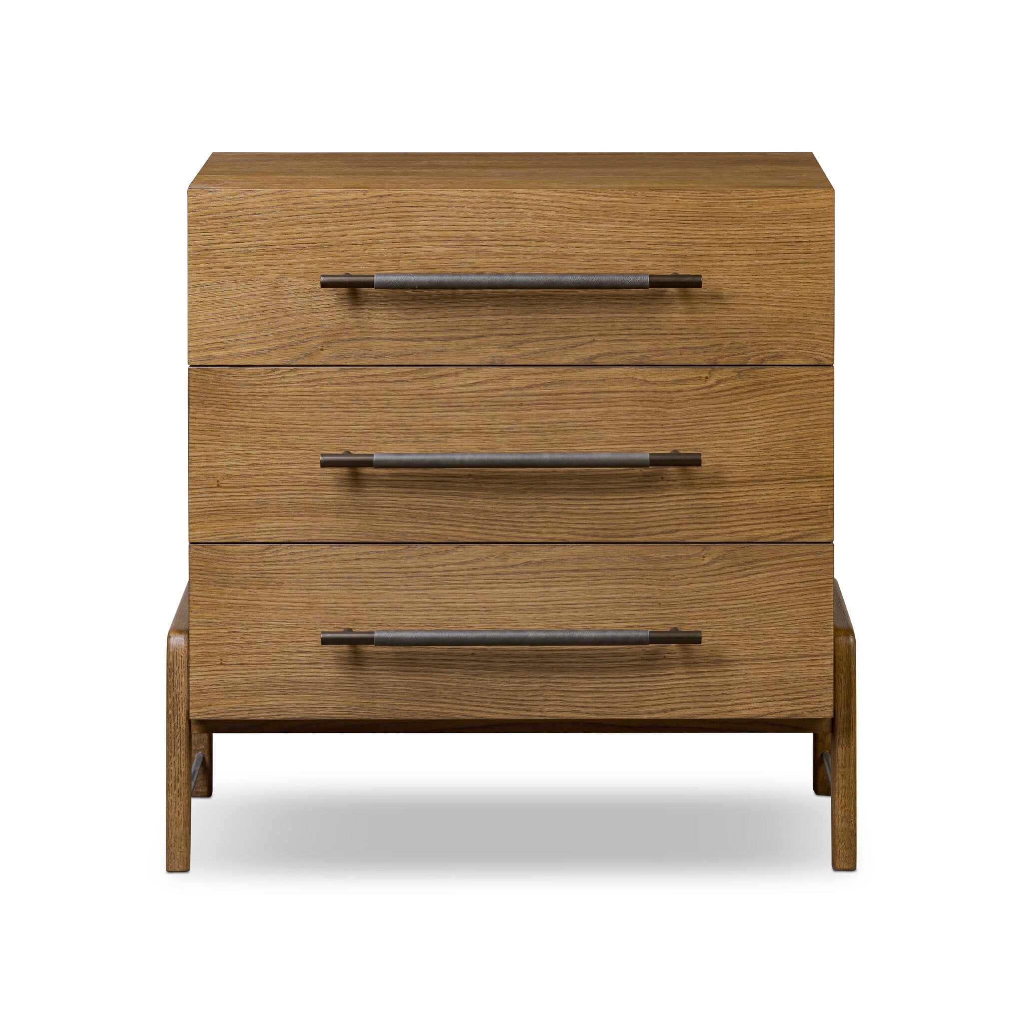 Four Hands Rosedale 3 Drawer Dresser — Amber Oak-Chaps Ebony-Burnished Bronze