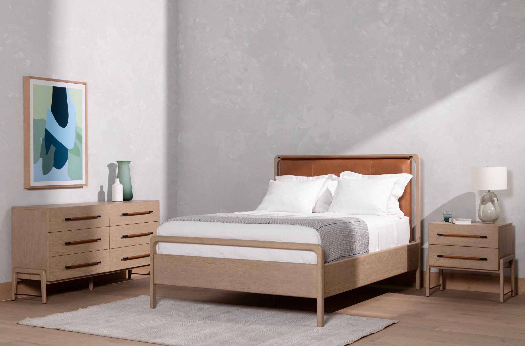 Four Hands Rosedale Bed — Yucca Oak Veneer-Chaps Sand-Yucca Oak-Queen