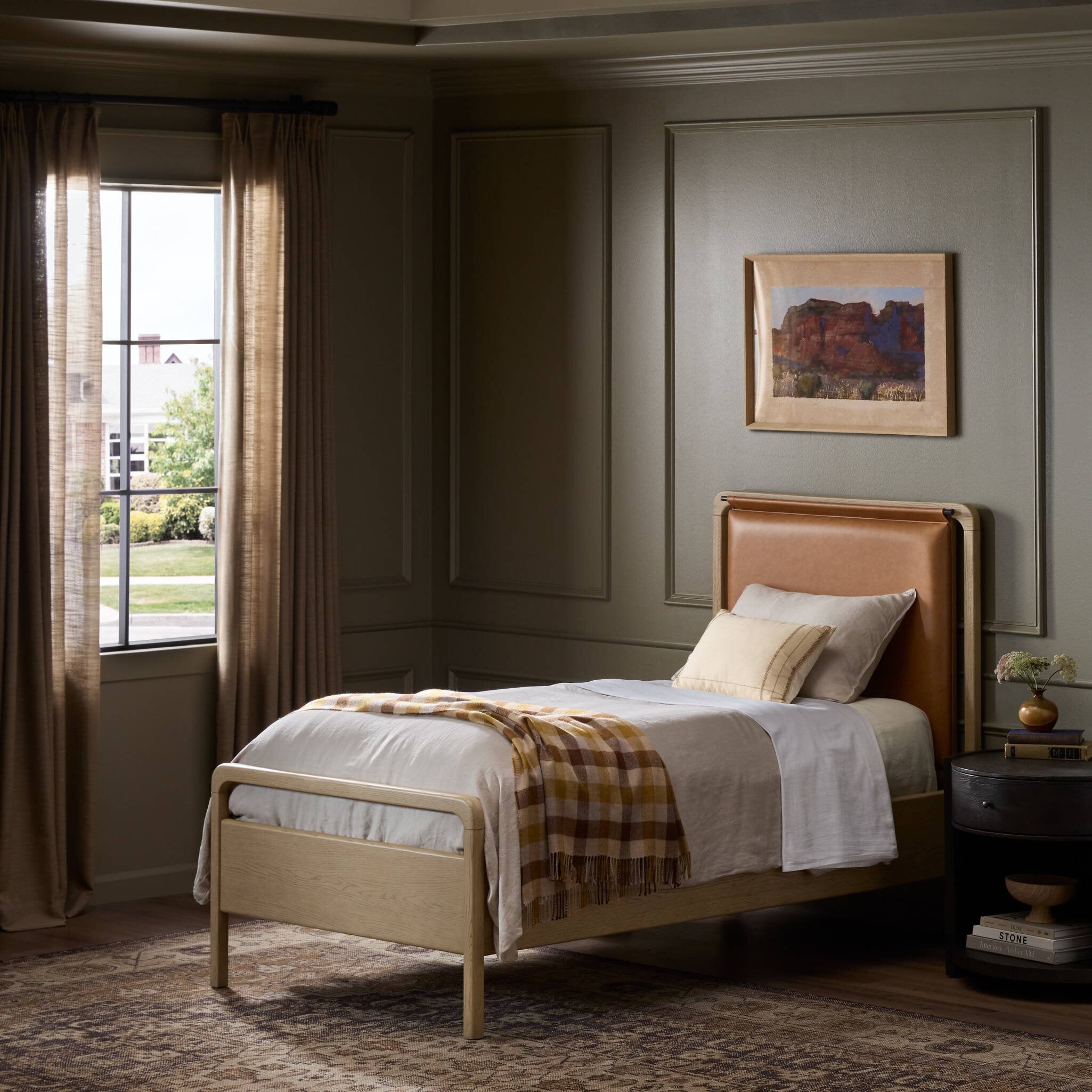 Four Hands Rosedale Bed — Yucca Oak Veneer-Chaps Sand-Yucca Oak-Twin
