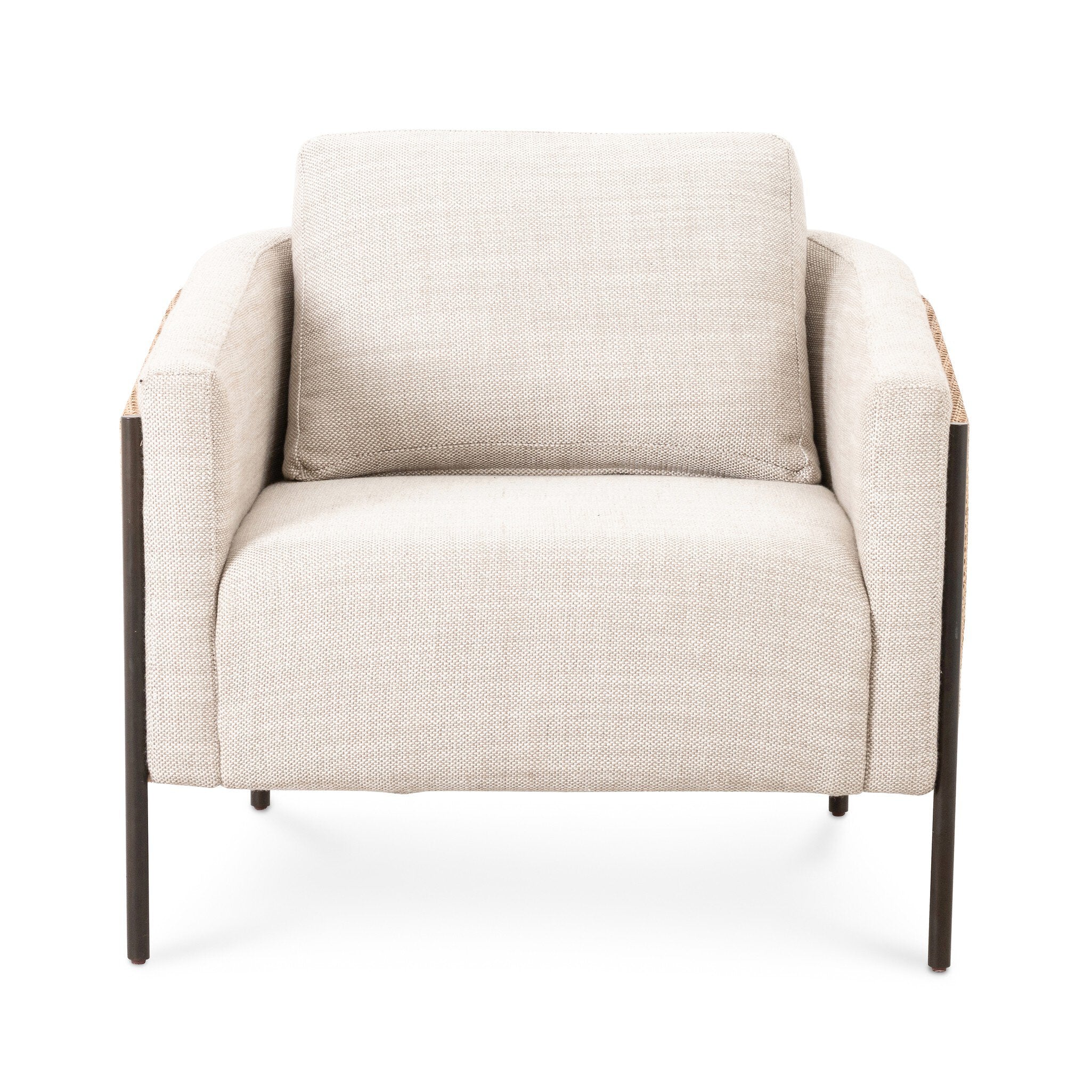Four Hands Jayda Chair — Gable Taupe-Natural Cane-Gunmetal