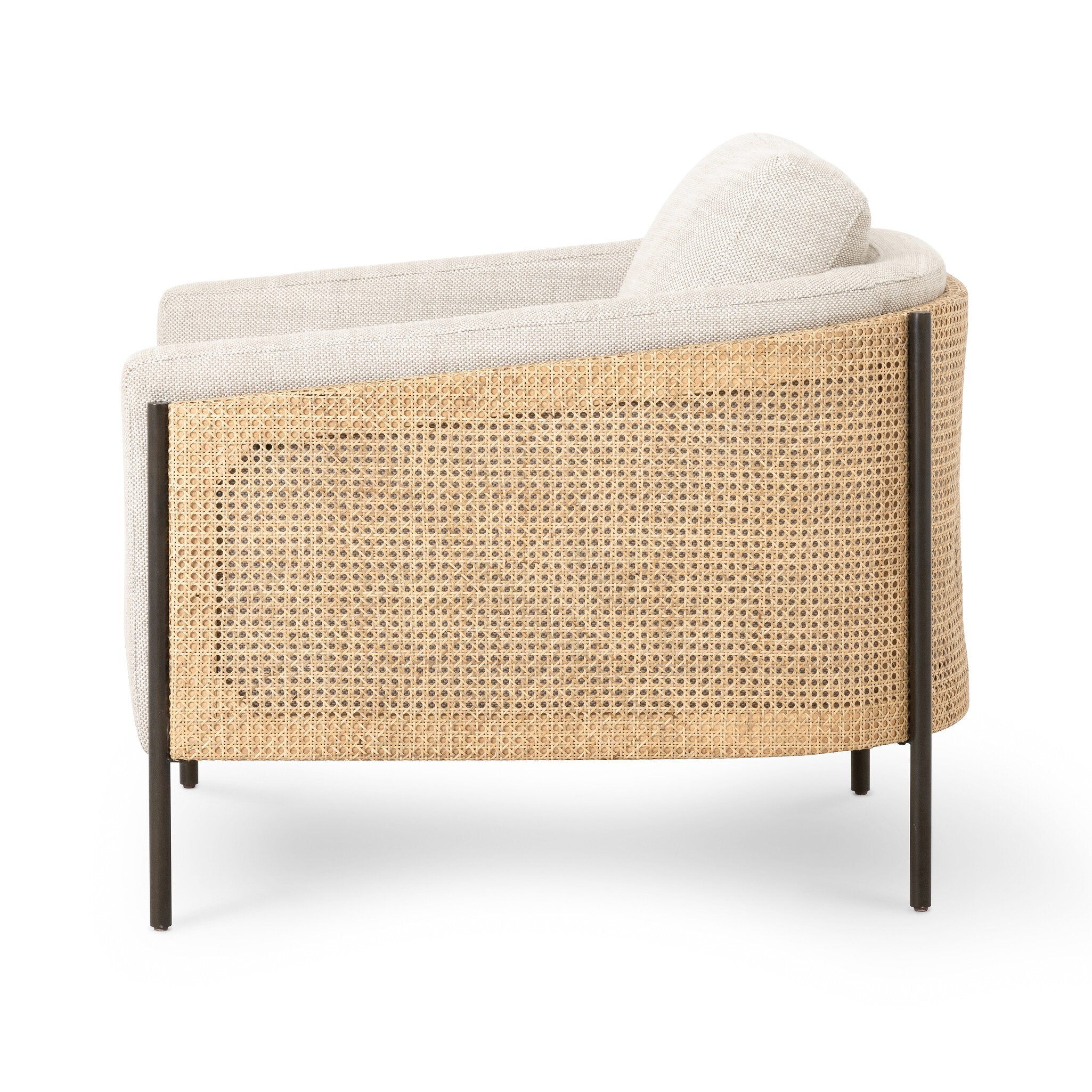Four Hands Jayda Chair — Gable Taupe-Natural Cane-Gunmetal