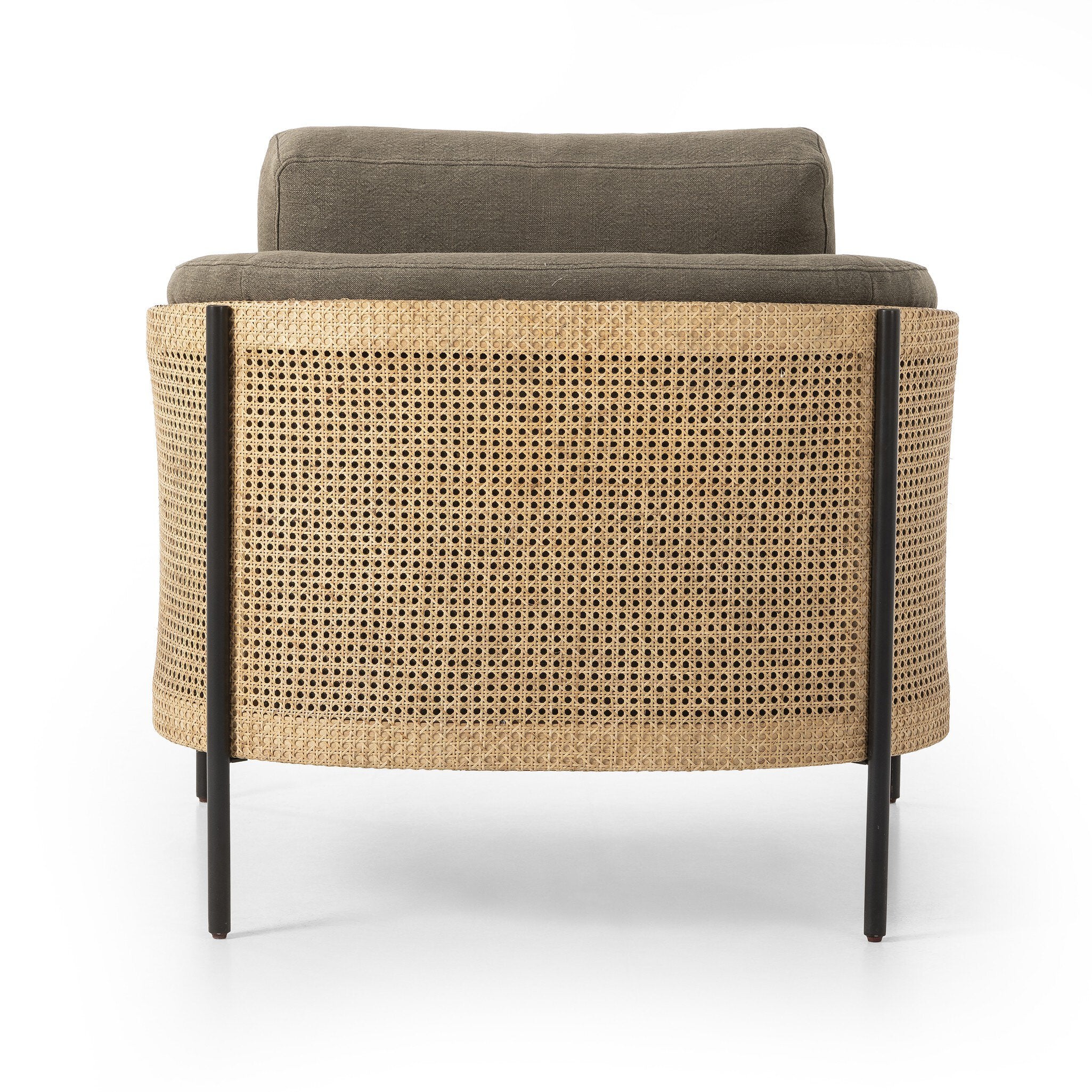 Four Hands Jayda Chair — Broadway Olive-Natural Cane-Gunmetal