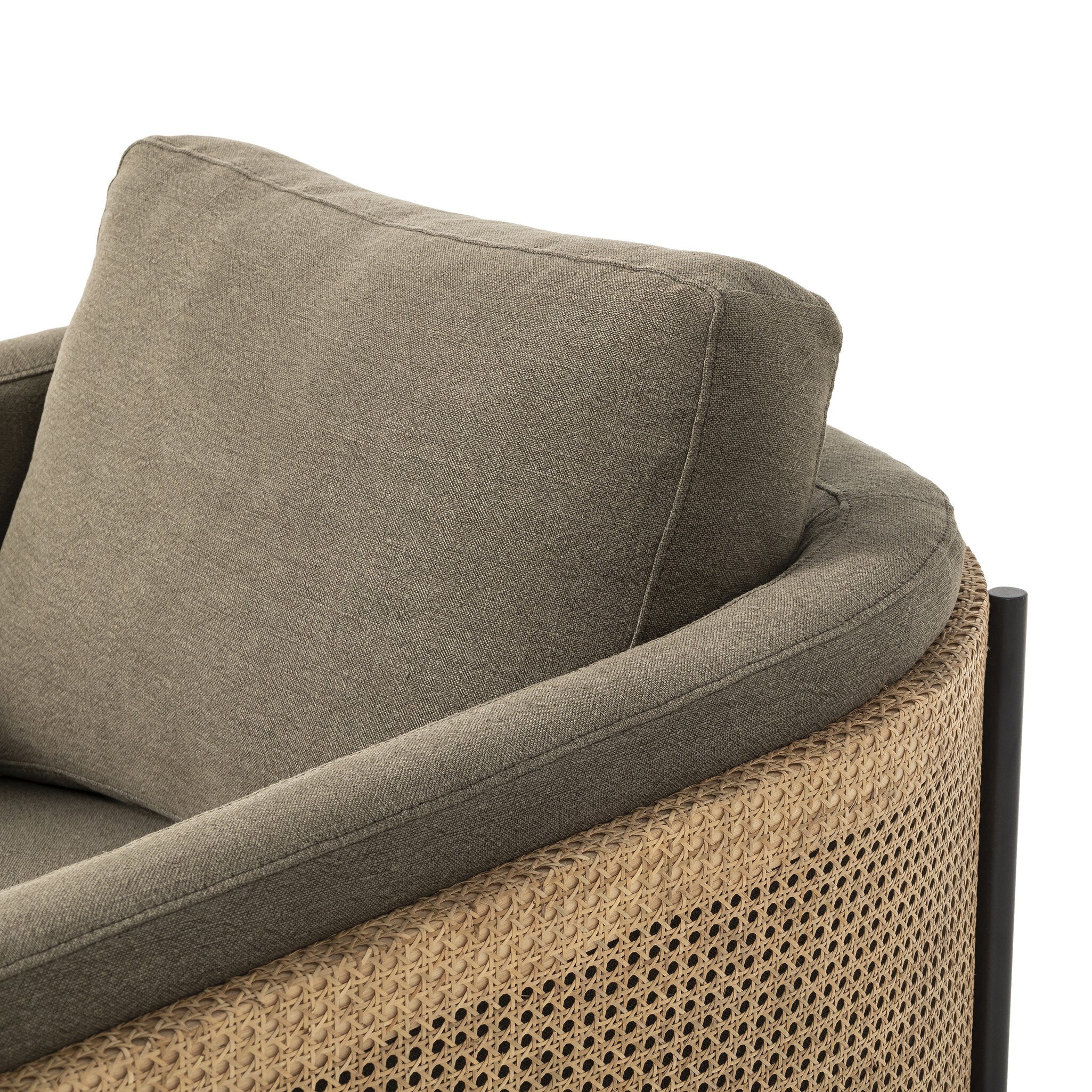 Four Hands Jayda Chair — Broadway Olive-Natural Cane-Gunmetal