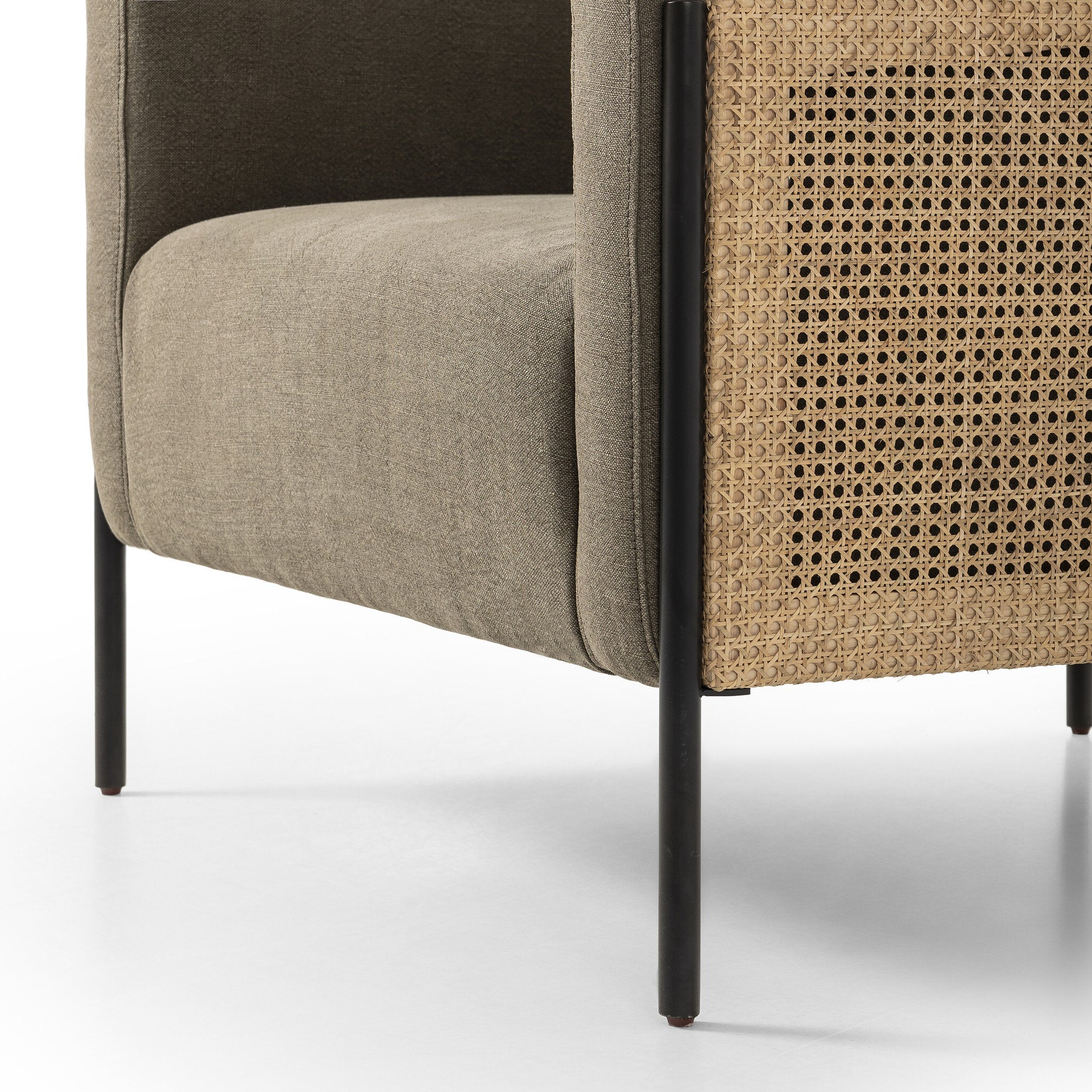 Four Hands Jayda Chair — Broadway Olive-Natural Cane-Gunmetal