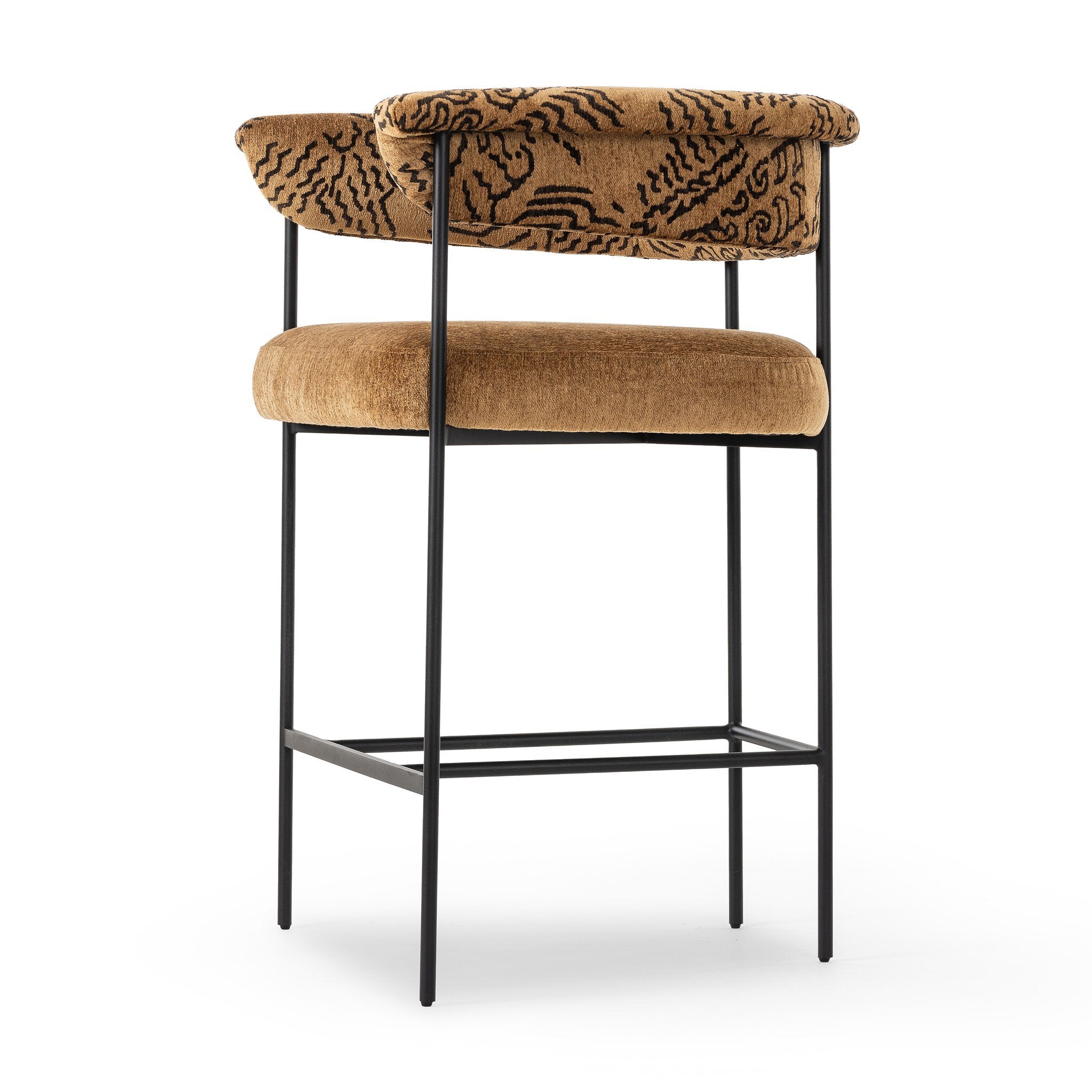 Four Hands Carrie Bar + Counter Stool — Balkan Ochre-Dharma Ochre-Matte Black-Counter