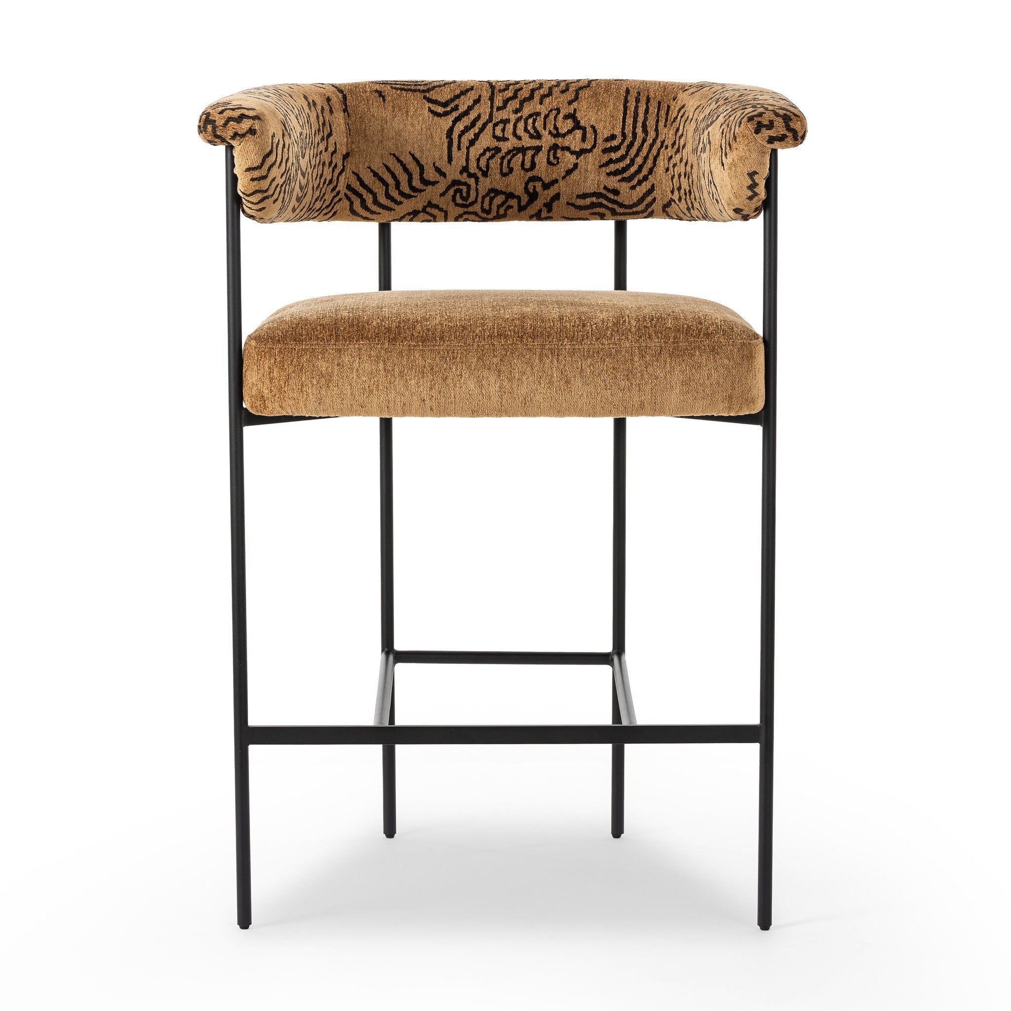 Four Hands Carrie Bar + Counter Stool — Balkan Ochre-Dharma Ochre-Matte Black-Counter