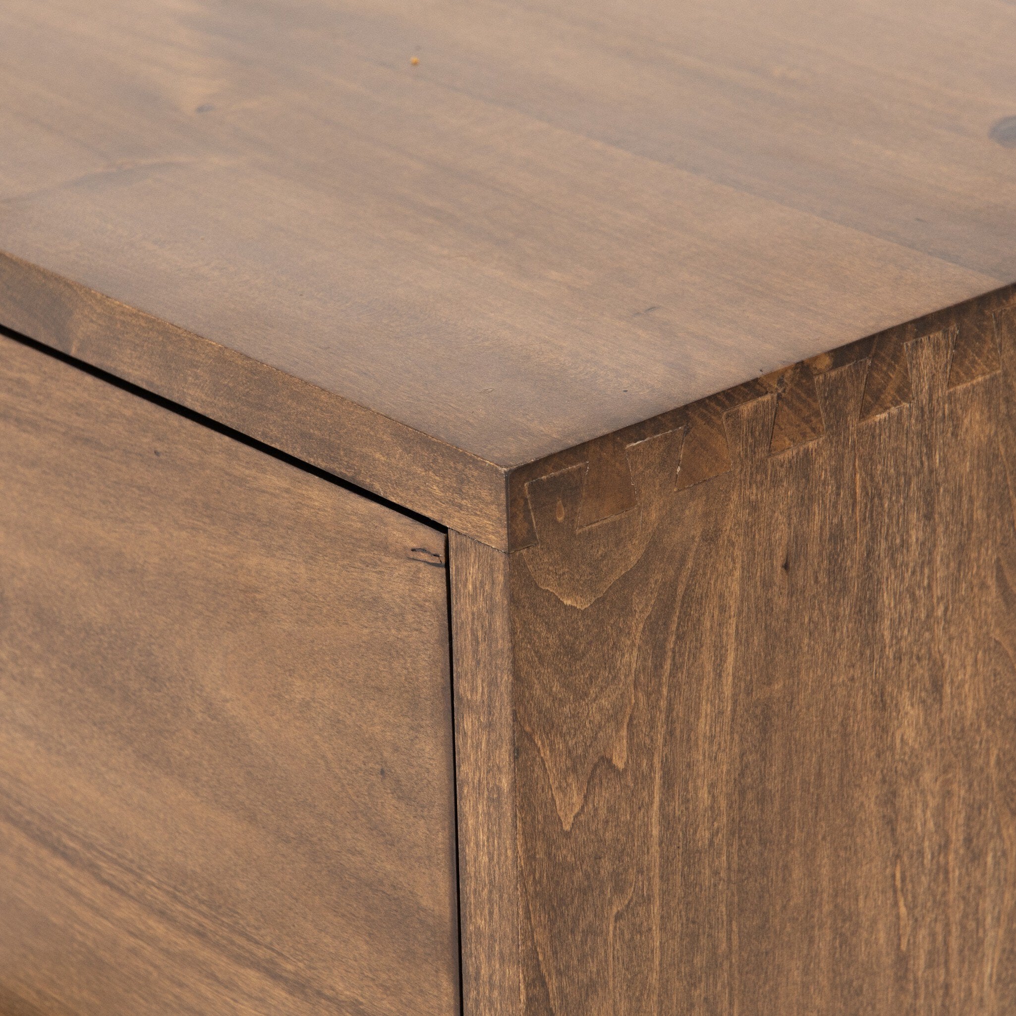 Four Hands Trey 7 Drawer Dresser — Auburn Poplar-Natural Iron-Black Leather