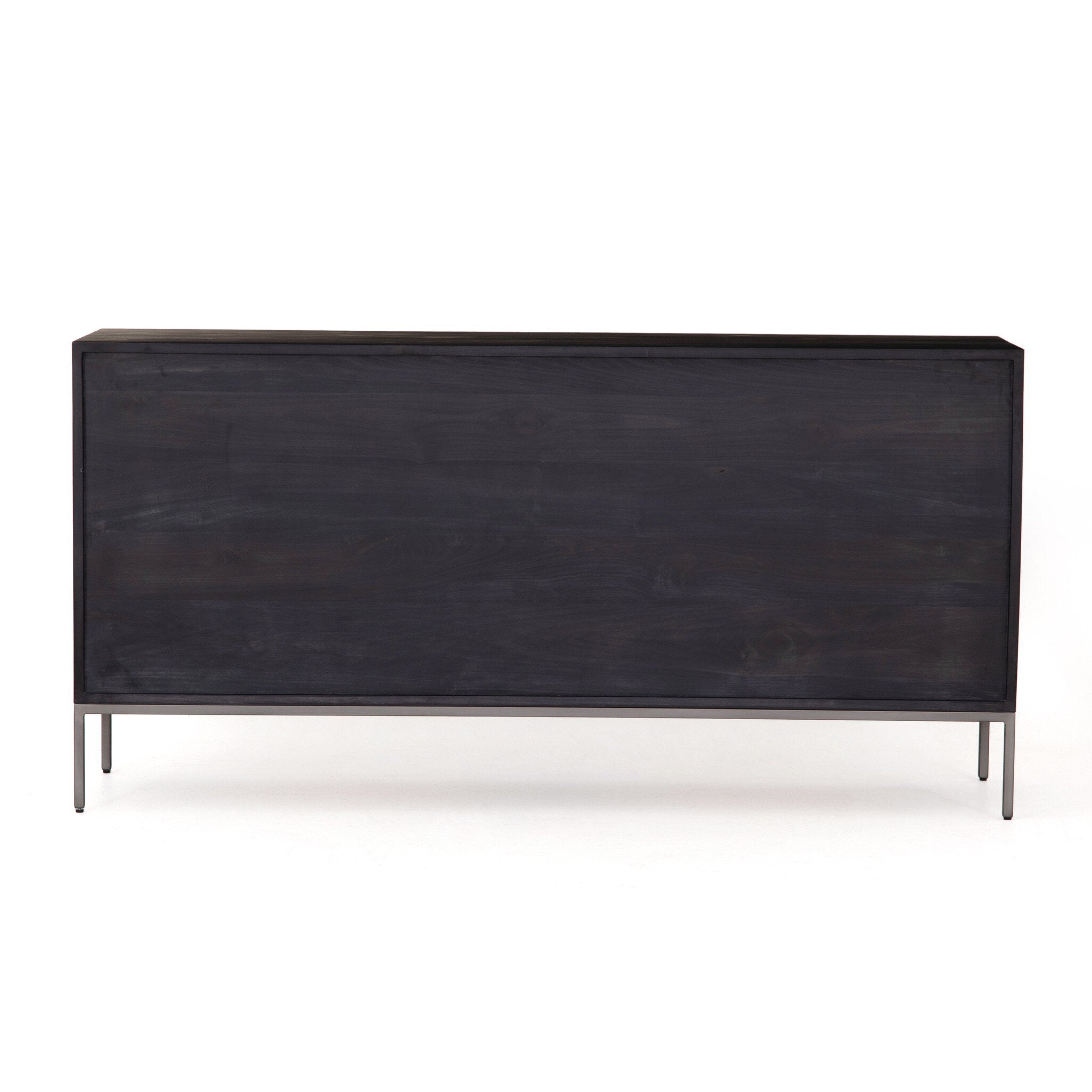 Four Hands Trey 7 Drawer Dresser — Black Wash Poplar-Natural Iron-Toffee Leather