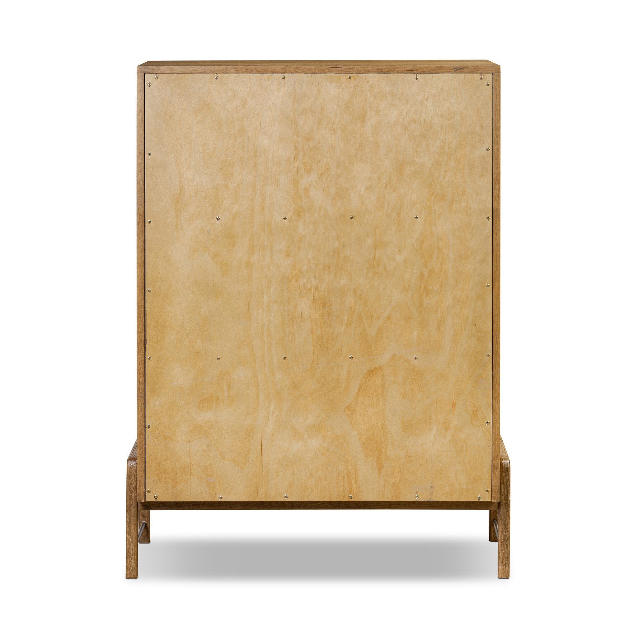 Four Hands Rosedale 6 Drawer Tall Dresser — Amber Oak-Chaps Ebony-Burnished Bronze