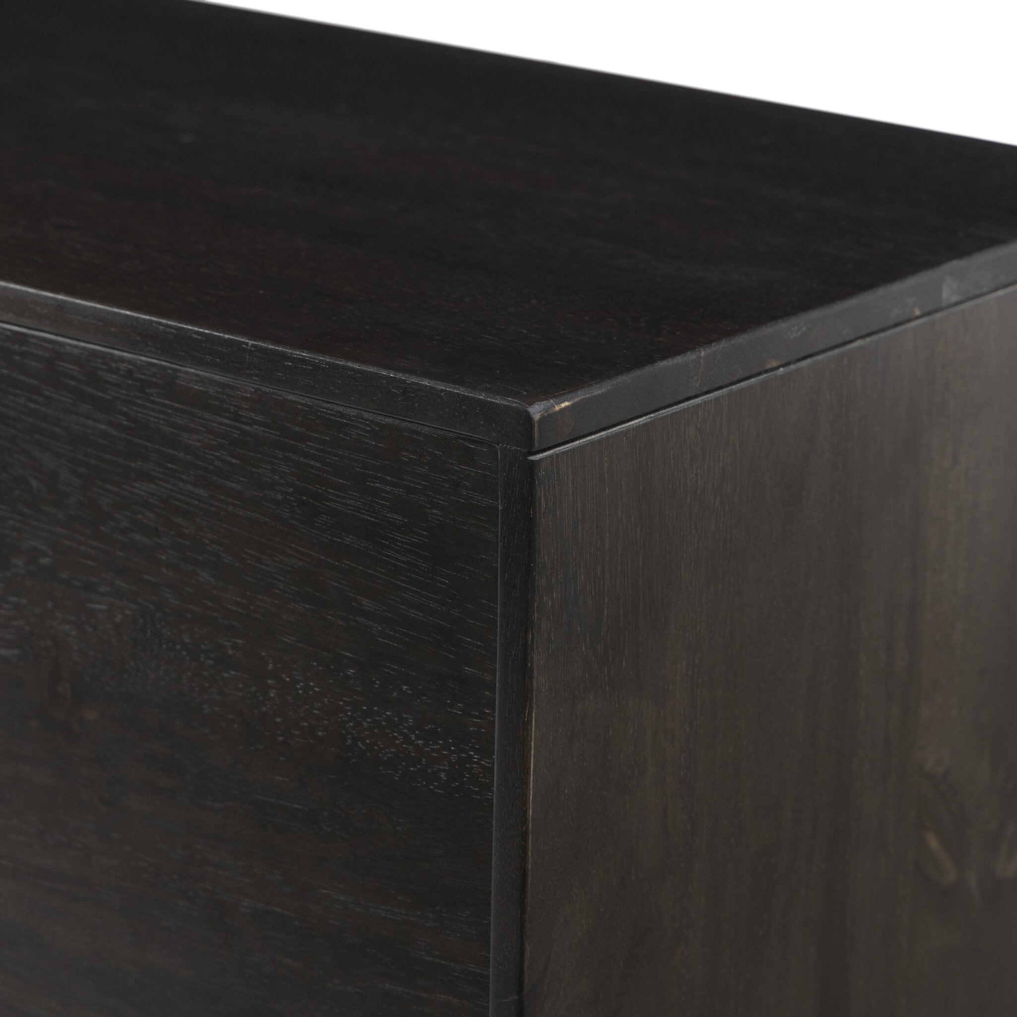 Four Hands Reza Media Console — Worn Black Parawood-Gunmetal Black-Worn Black Acacia