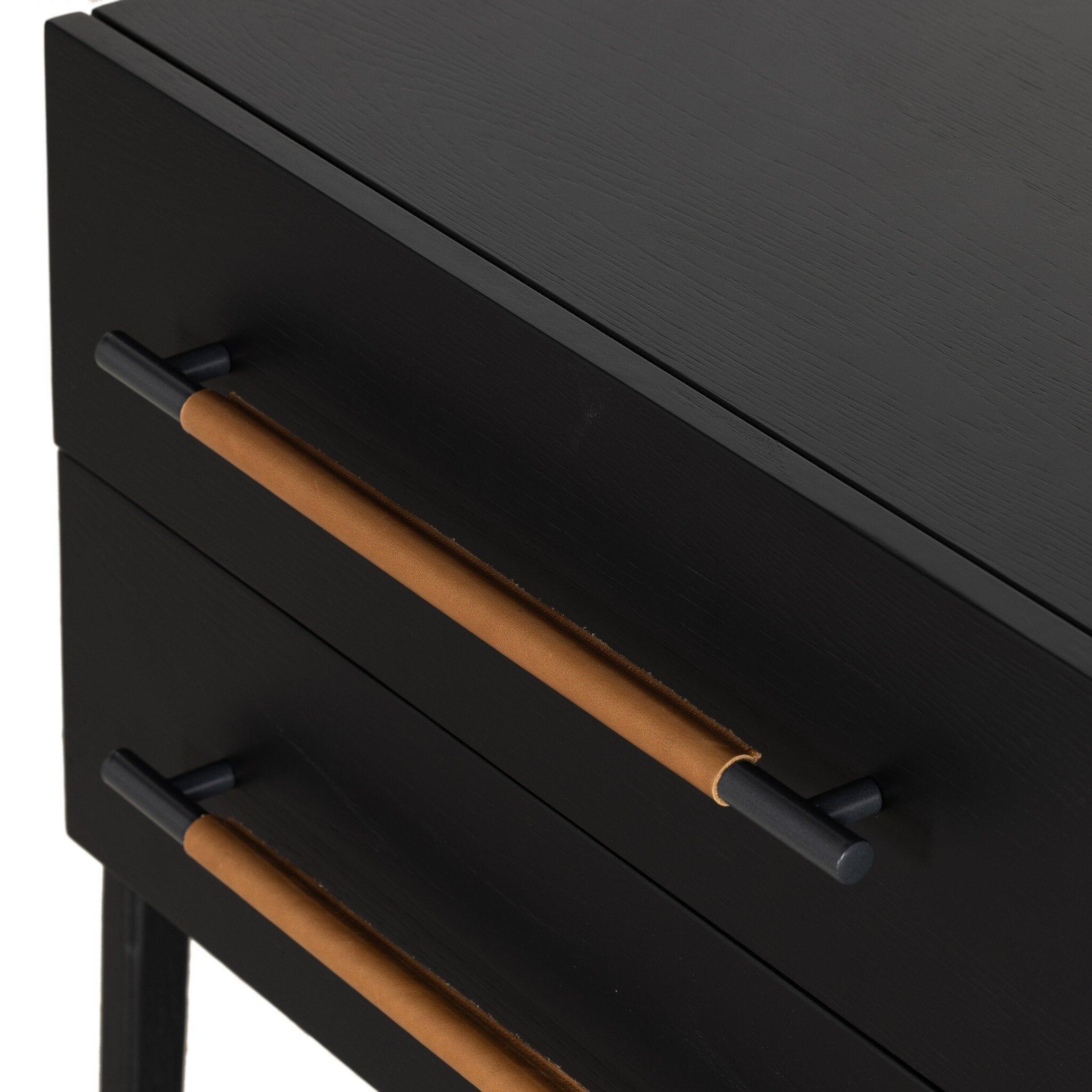 Four Hands Rosedale Nightstand — Ebony Oak-Chaps Sand-Gunmetal
