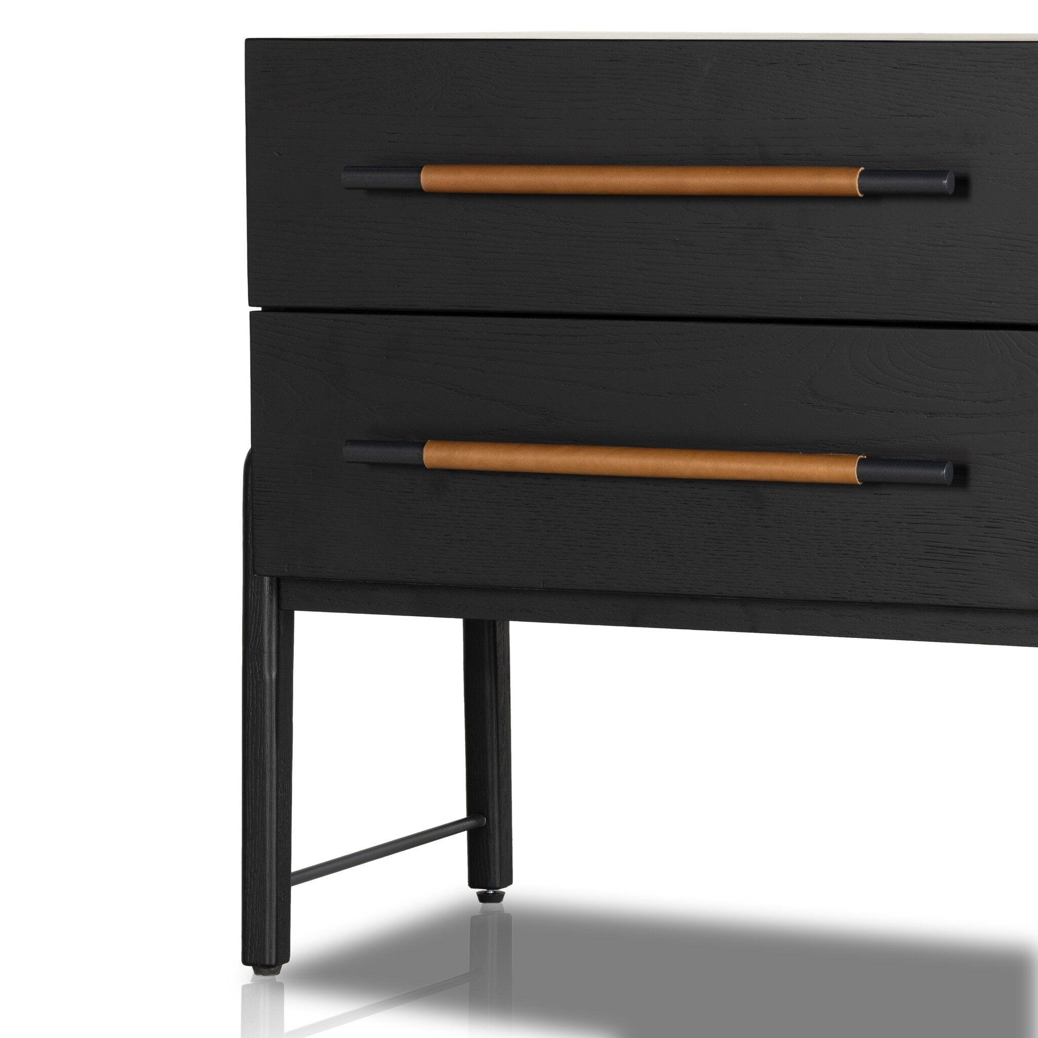 Four Hands Rosedale Nightstand — Ebony Oak-Chaps Sand-Gunmetal