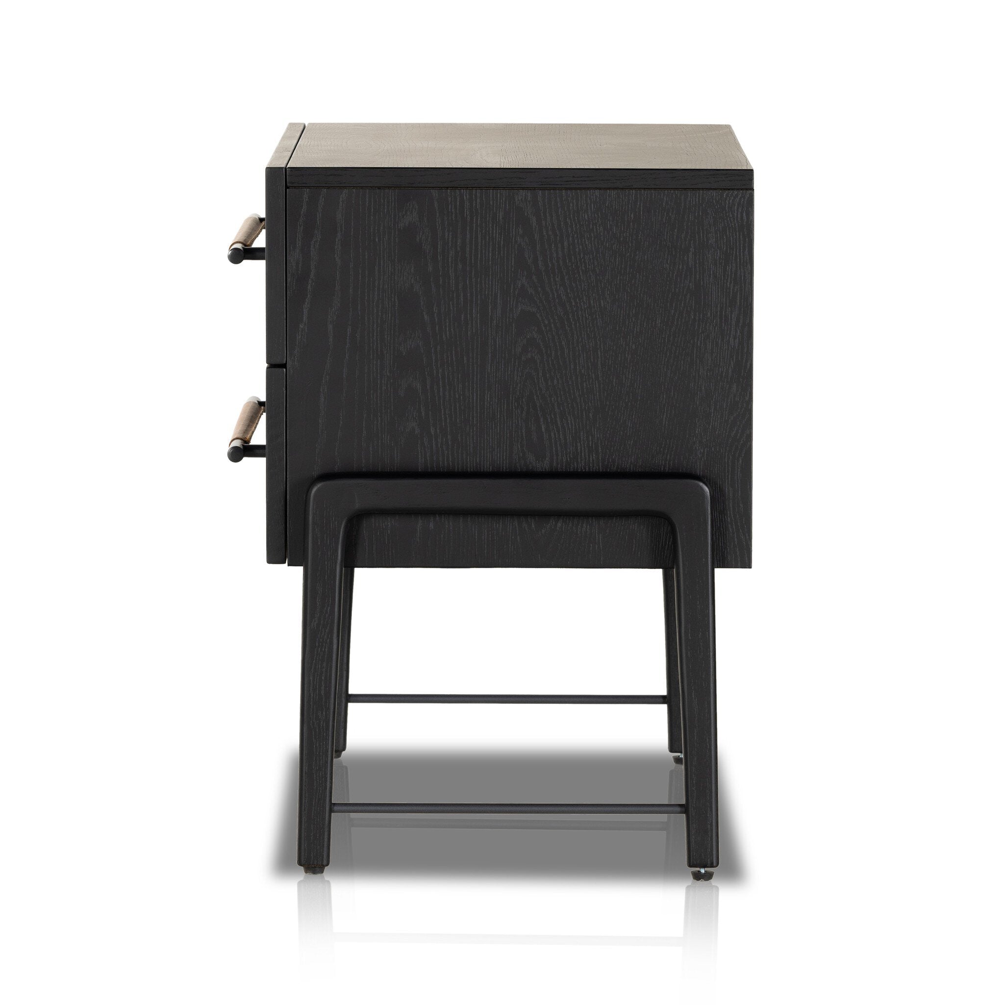 Four Hands Rosedale Nightstand — Ebony Oak-Chaps Sand-Gunmetal