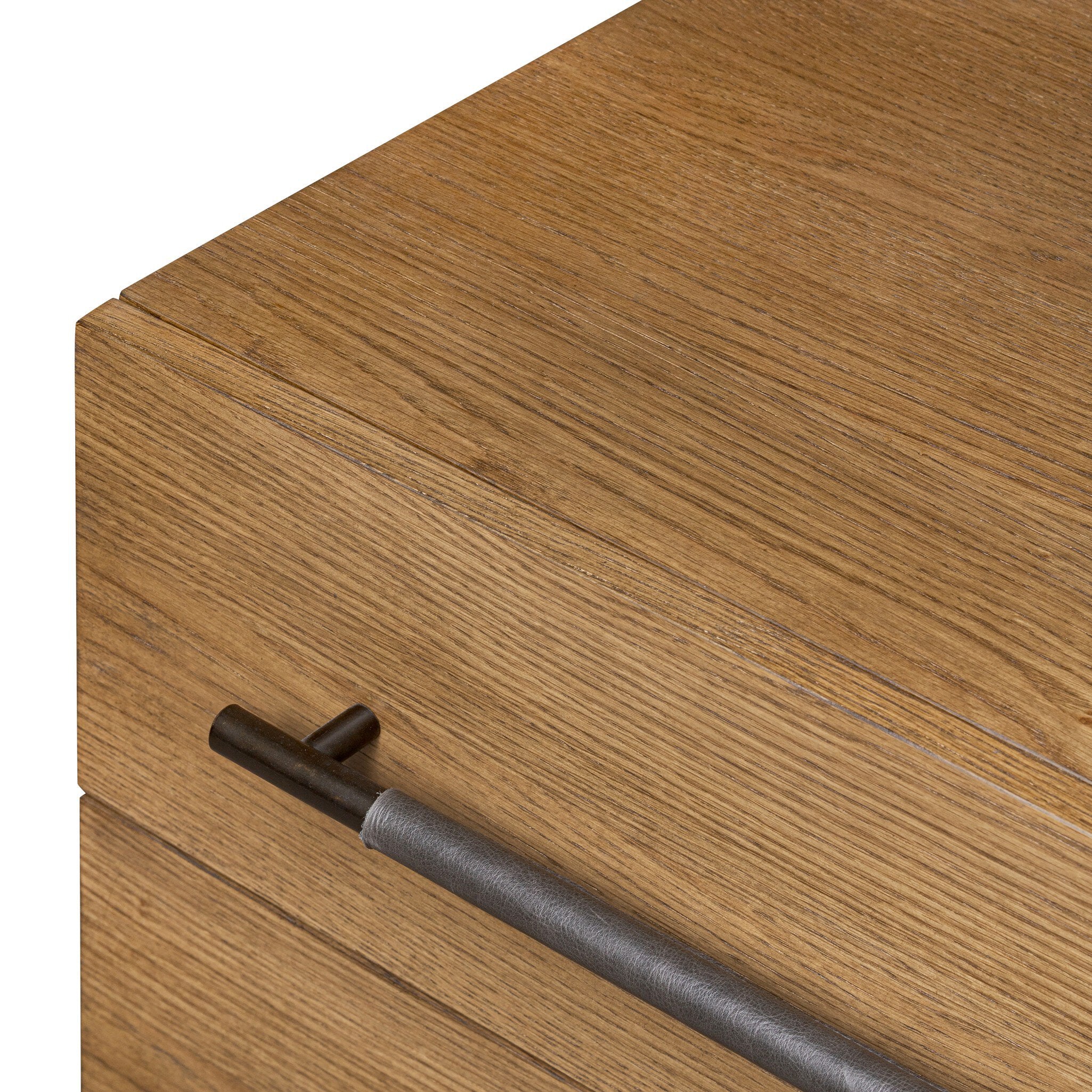 Four Hands Rosedale Nightstand — Amber Oak-Chaps Ebony-Burnished Bronze