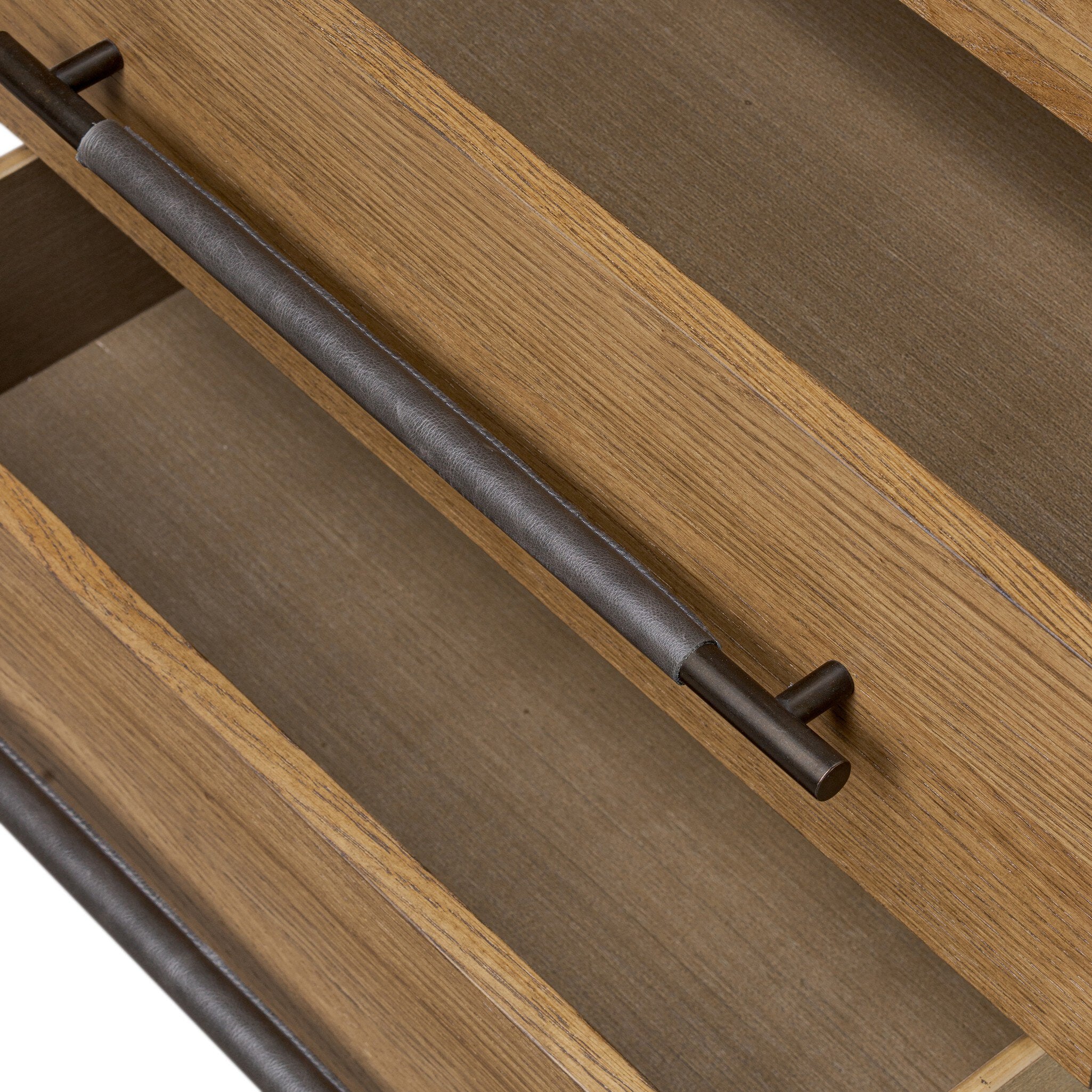 Four Hands Rosedale Nightstand — Amber Oak-Chaps Ebony-Burnished Bronze