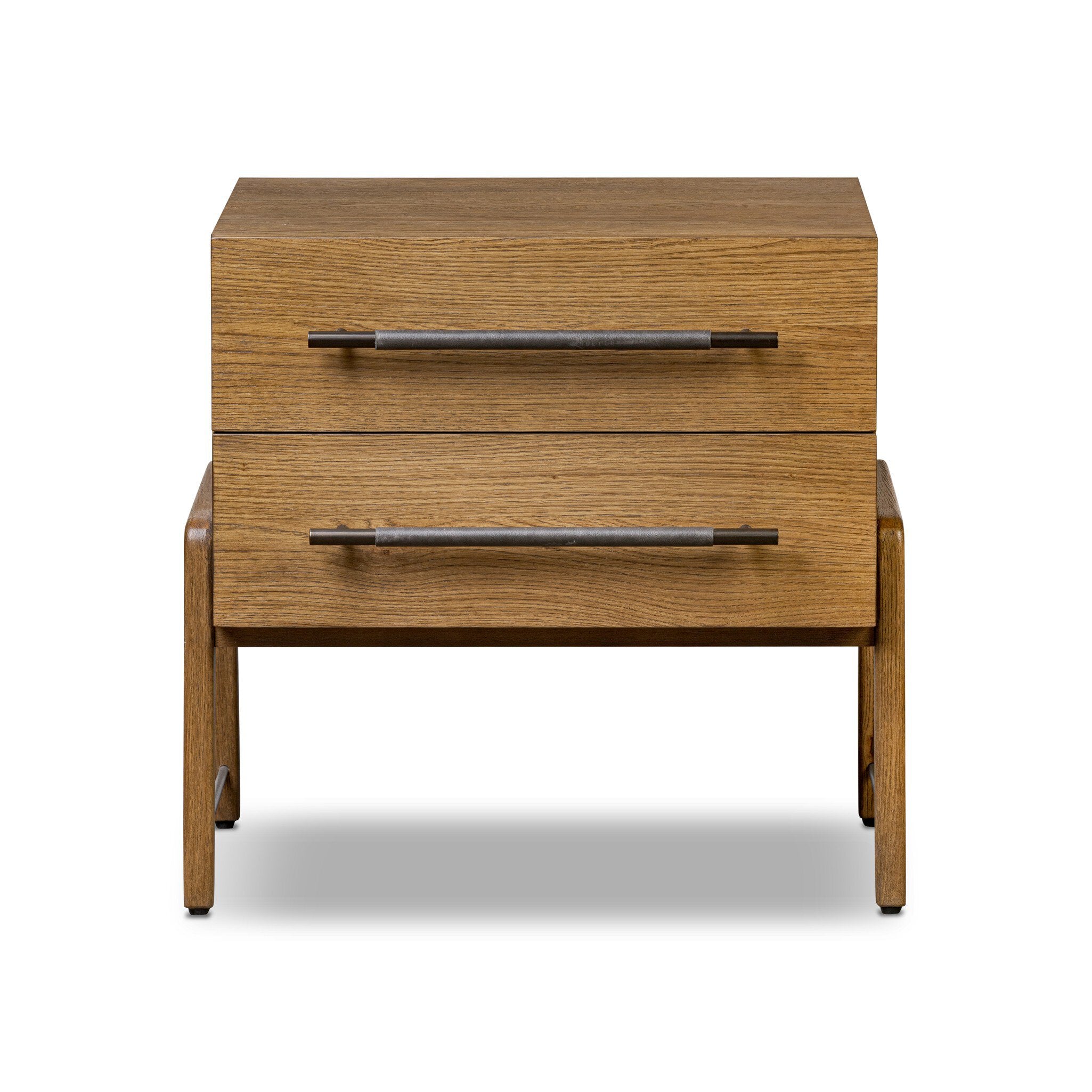 Four Hands Rosedale Nightstand — Amber Oak-Chaps Ebony-Burnished Bronze