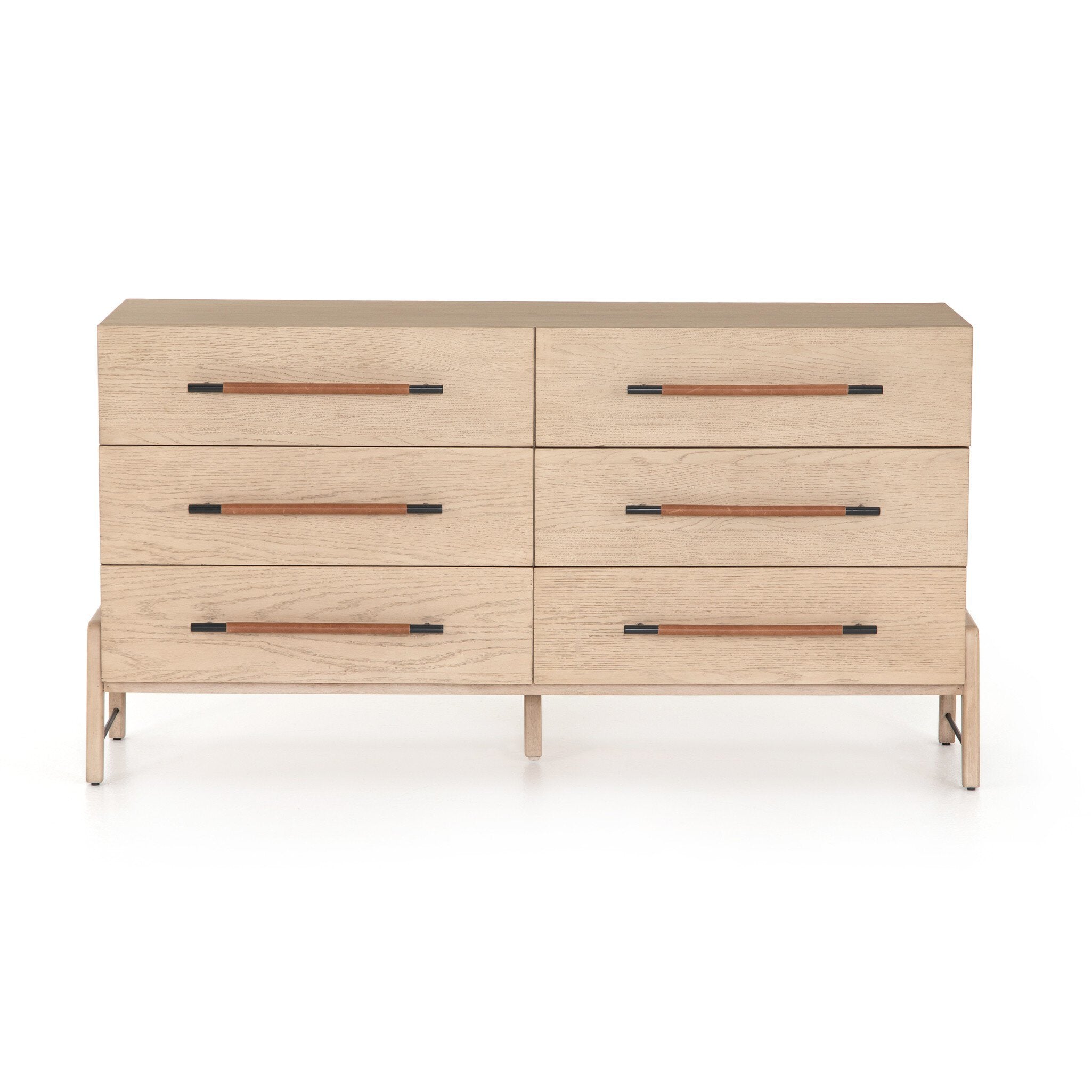 Four Hands Rosedale 6 Drawer Dresser — Yucca Oak Veneer-Chaps Sand-Gunmetal