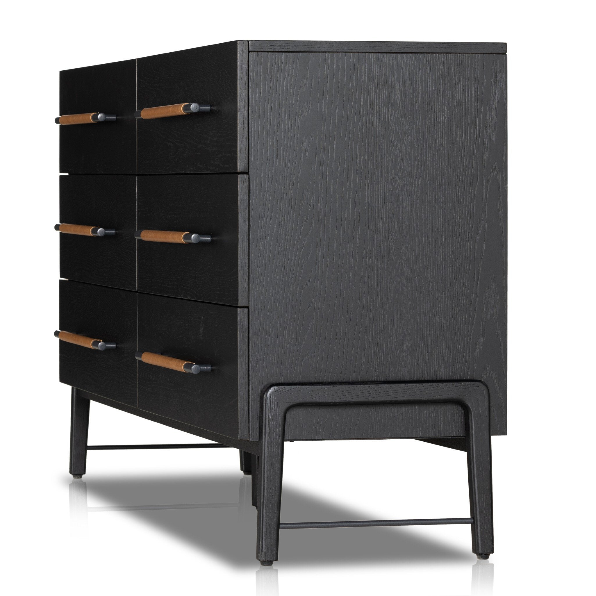 Four Hands Rosedale 6 Drawer Dresser — Ebony Oak-Chaps Sand-Gunmetal