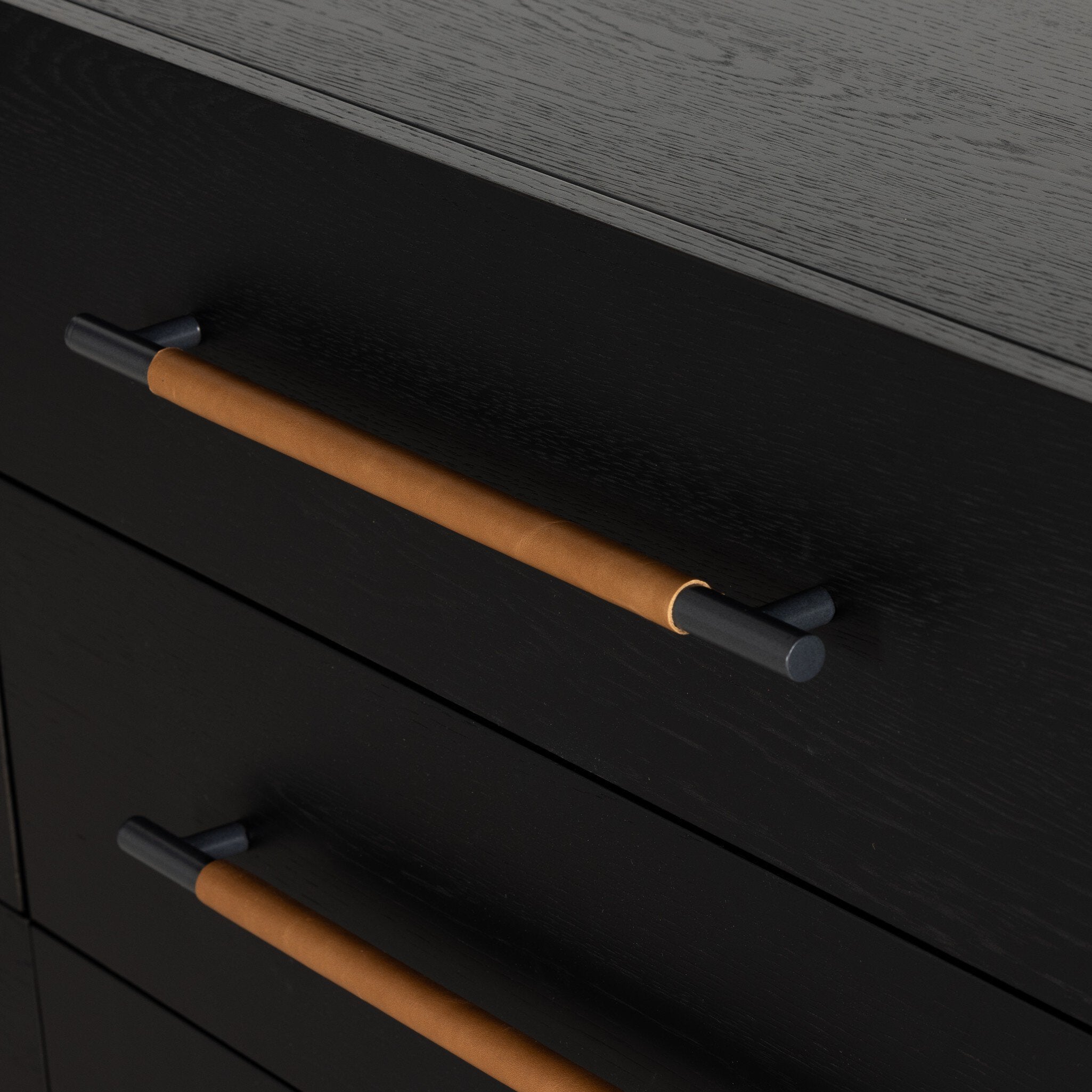 Four Hands Rosedale 6 Drawer Dresser — Ebony Oak-Chaps Sand-Gunmetal