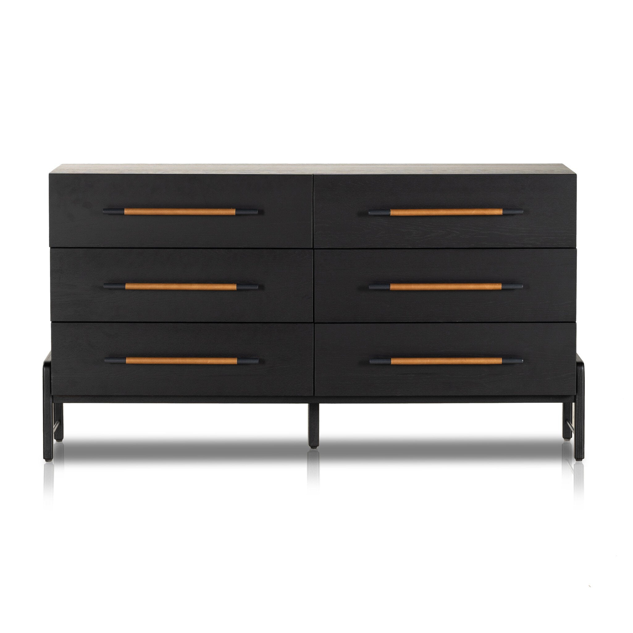Four Hands Rosedale 6 Drawer Dresser — Ebony Oak-Chaps Sand-Gunmetal