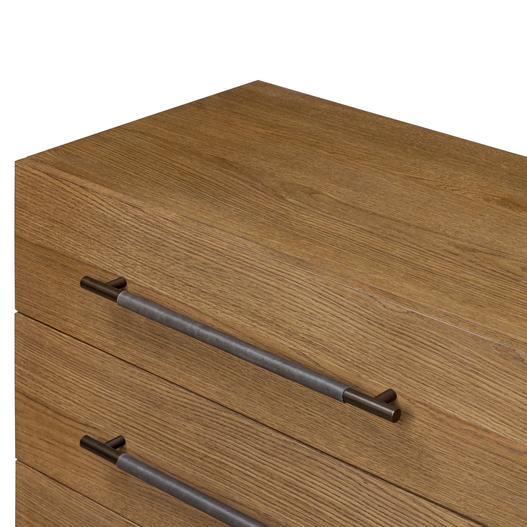 Four Hands Rosedale 6 Drawer Dresser — Amber Oak-Chaps Ebony-Burnished Bronze