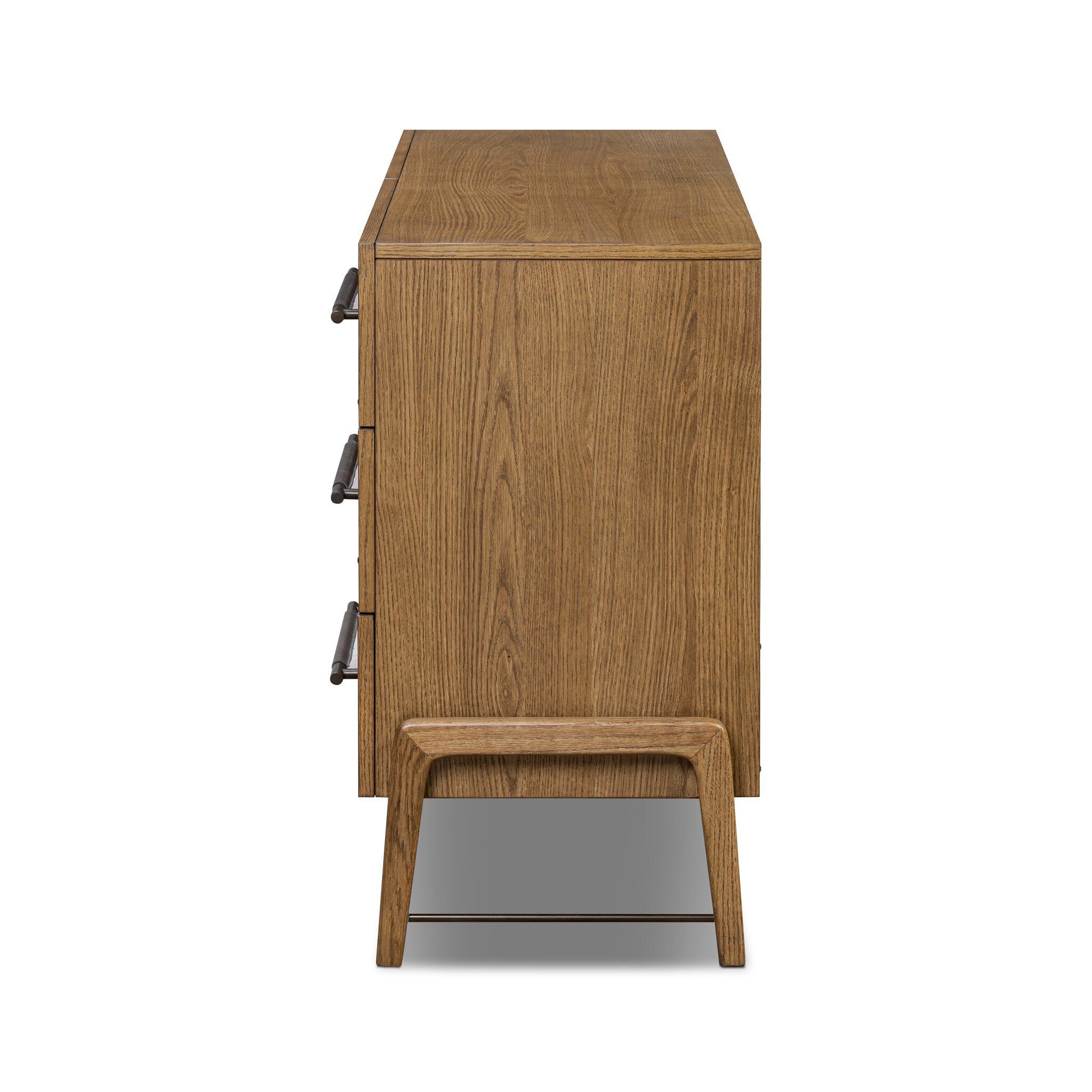 Four Hands Rosedale 6 Drawer Dresser — Amber Oak-Chaps Ebony-Burnished Bronze