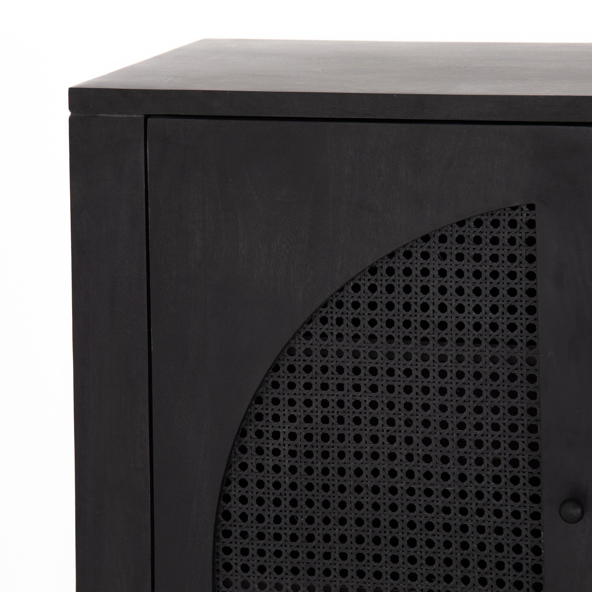 Four Hands Tilda Sideboard — Black Wash Mango-Black Circle Cane-Black Iron
