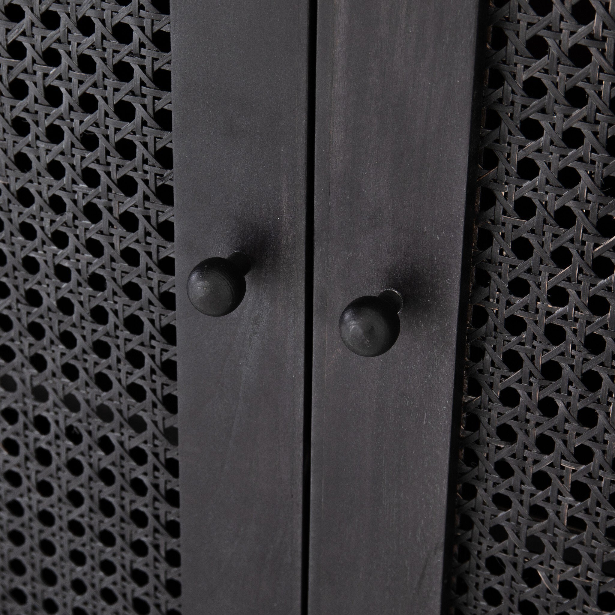 Four Hands Tilda Sideboard — Black Wash Mango-Black Circle Cane-Black Iron