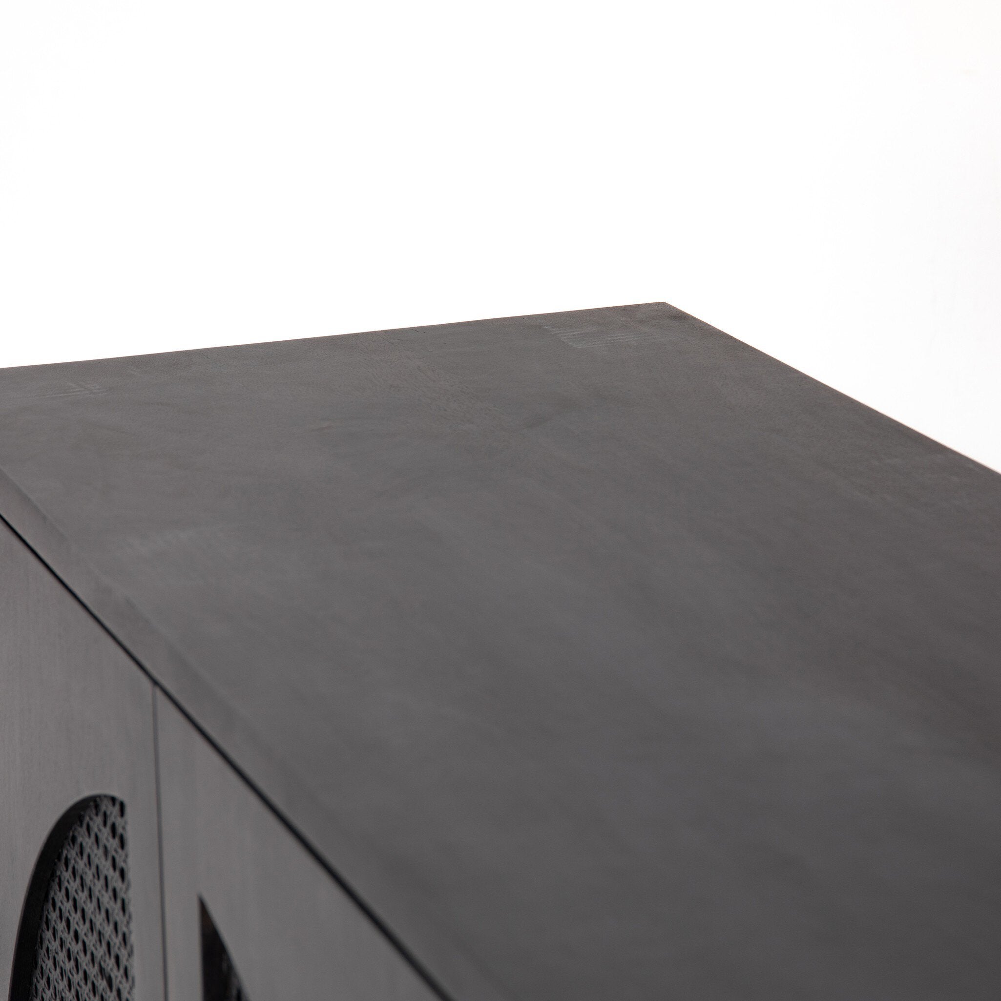 Four Hands Tilda Sideboard — Black Wash Mango-Black Circle Cane-Black Iron