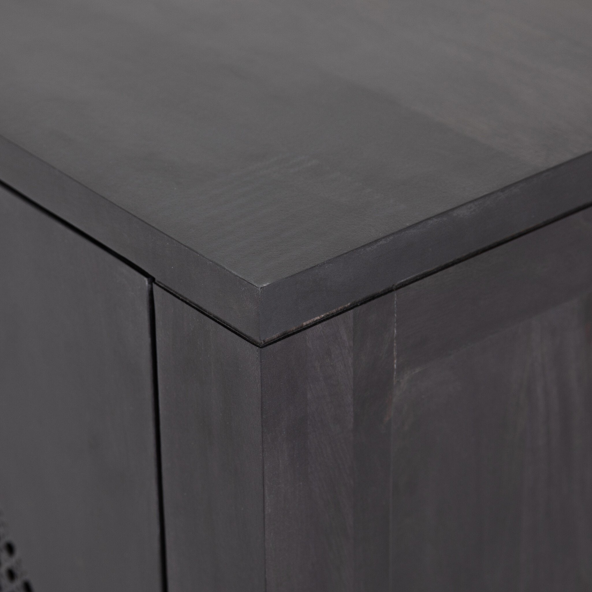 Four Hands Tilda Sideboard — Black Wash Mango-Black Circle Cane-Black Iron