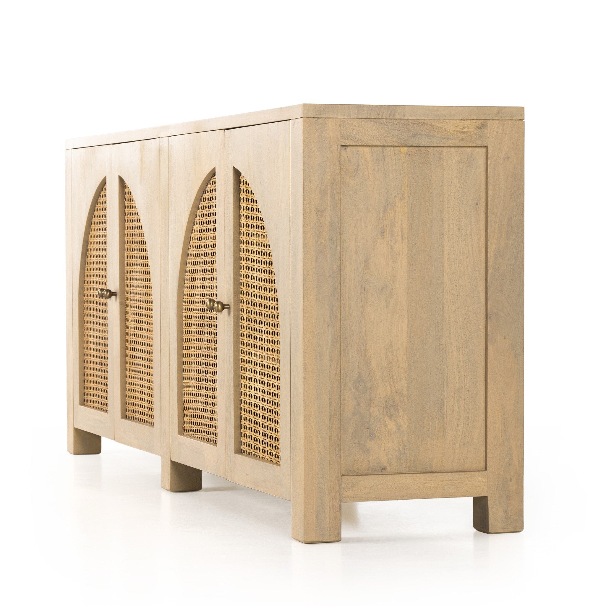 Four Hands Tilda Sideboard — Natural Circle Cane-Natural Mango-Satin Brass