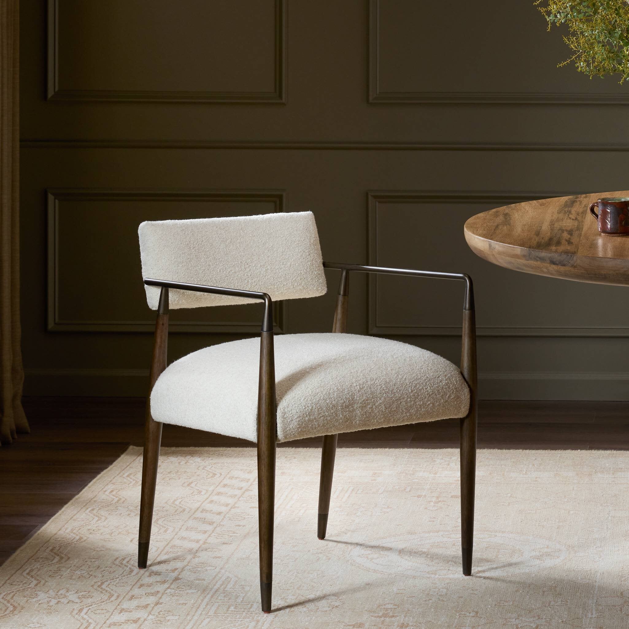 Four Hands Waldon Dining Chair — Charter Oatmeal-Sierra Brown-Aged Bronze