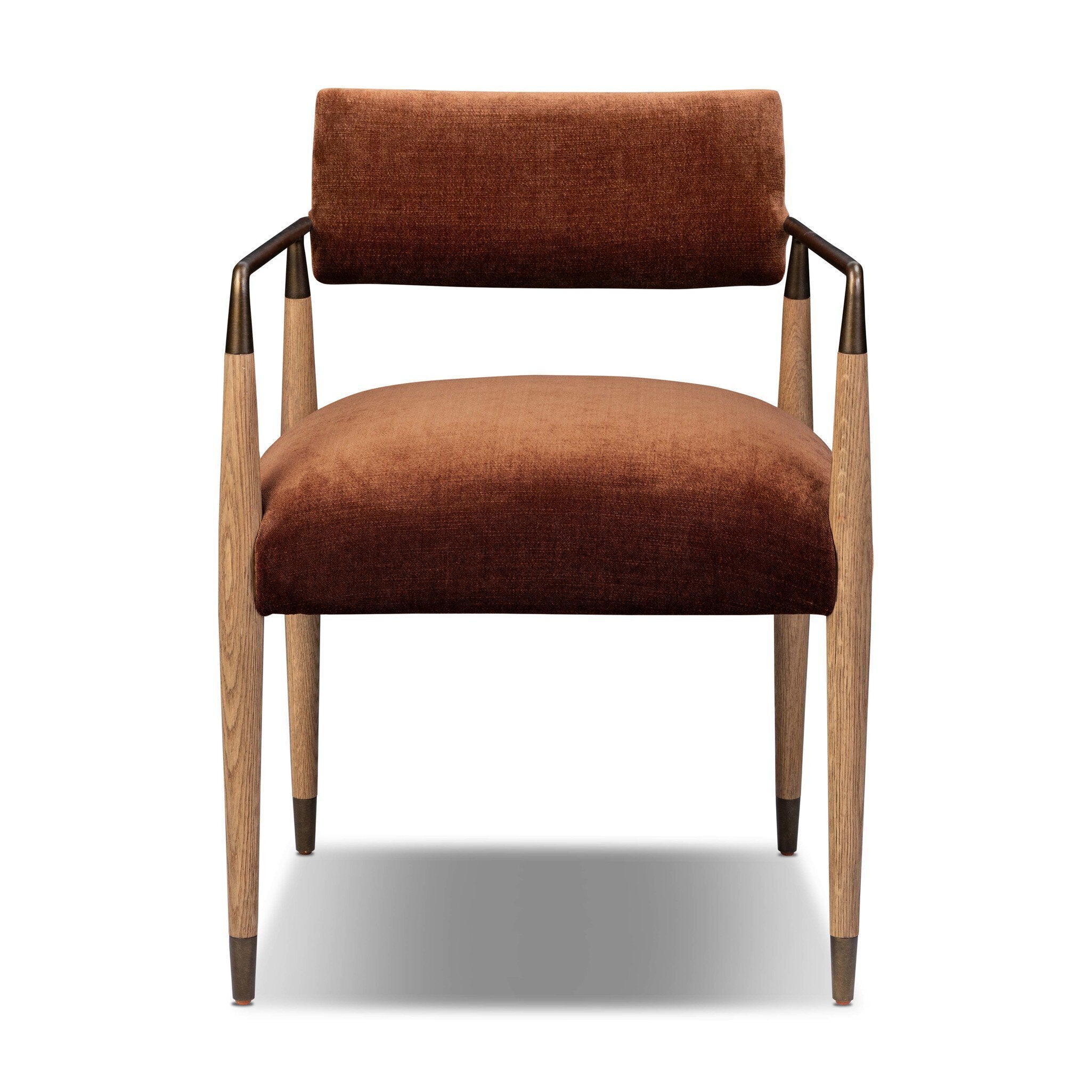 Four Hands Waldon Dining Chair — Altair Sienna-Drifted Oak-Brushed Brass