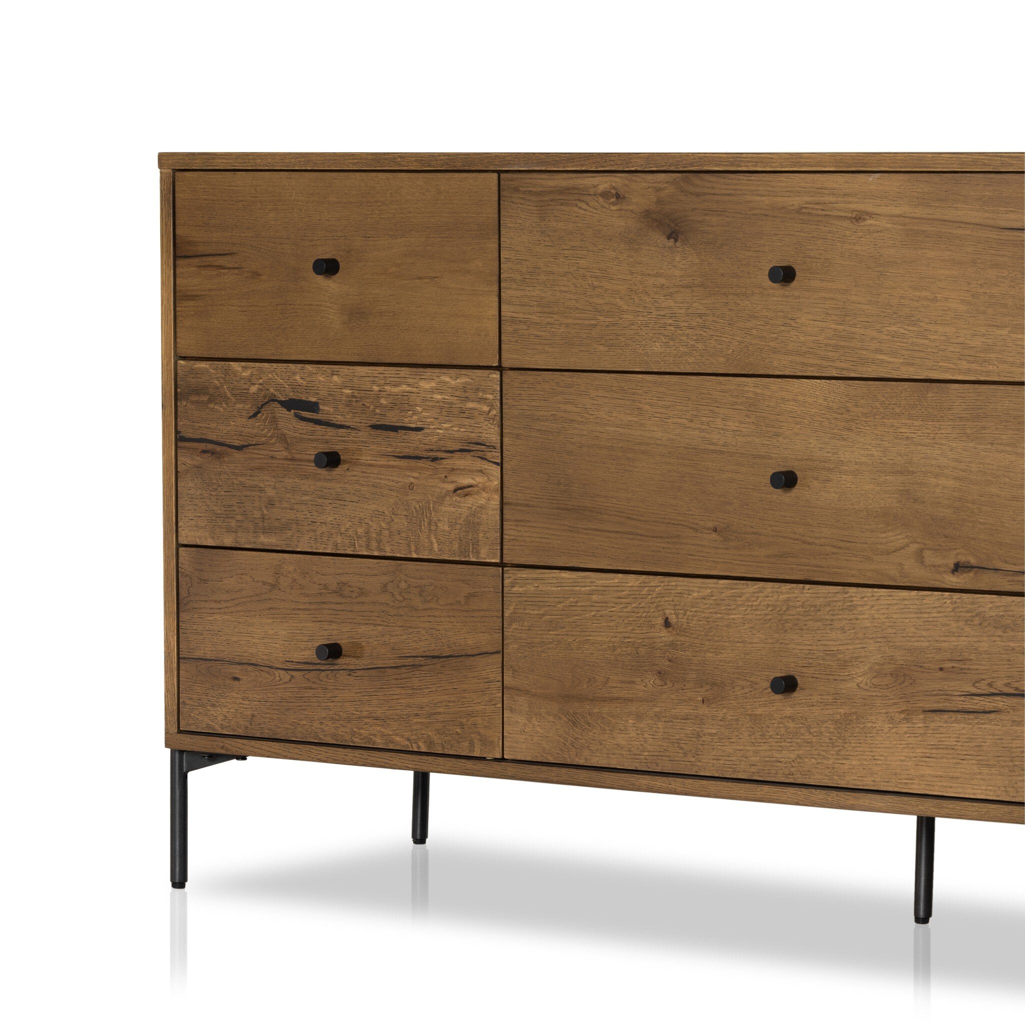 Four Hands Eaton 9 Drawer Dresser — Amber Oak Resin-Dark Gunmetal