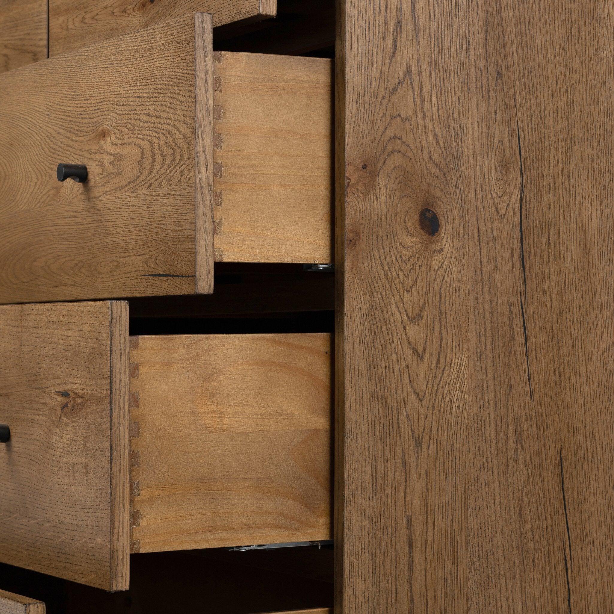 Four Hands Eaton 5 Drawer Dresser — Amber Oak Resin-Dark Gunmetal